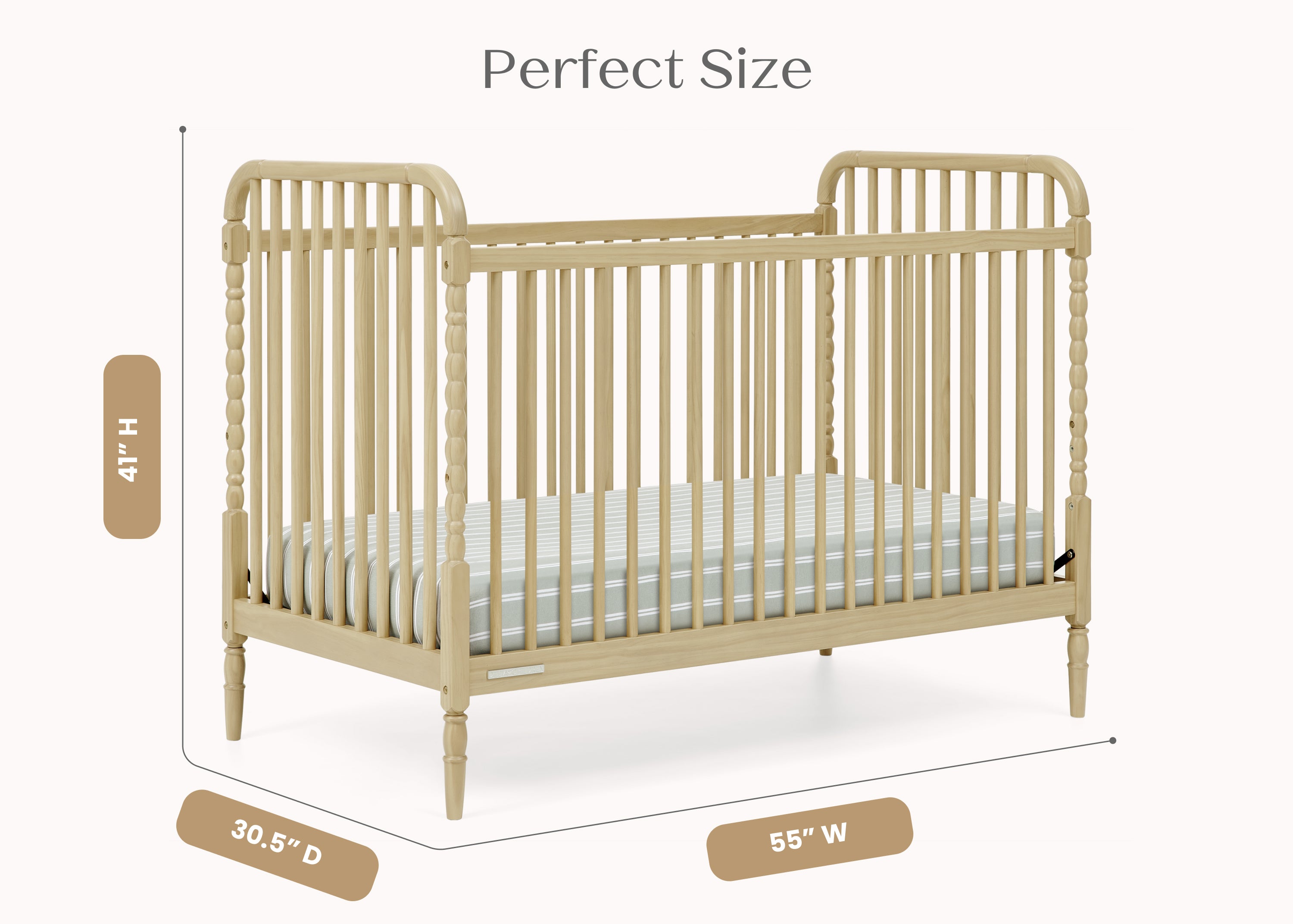 Serena 4-in-1 Convertible Baby Crib - Toddler Bed, Daybed & Full-Size Bed Conversion - Safe Nursery Furniture for Newborns to Teens - Perfect for Bedrooms, Daycare Centers & Guest Rooms