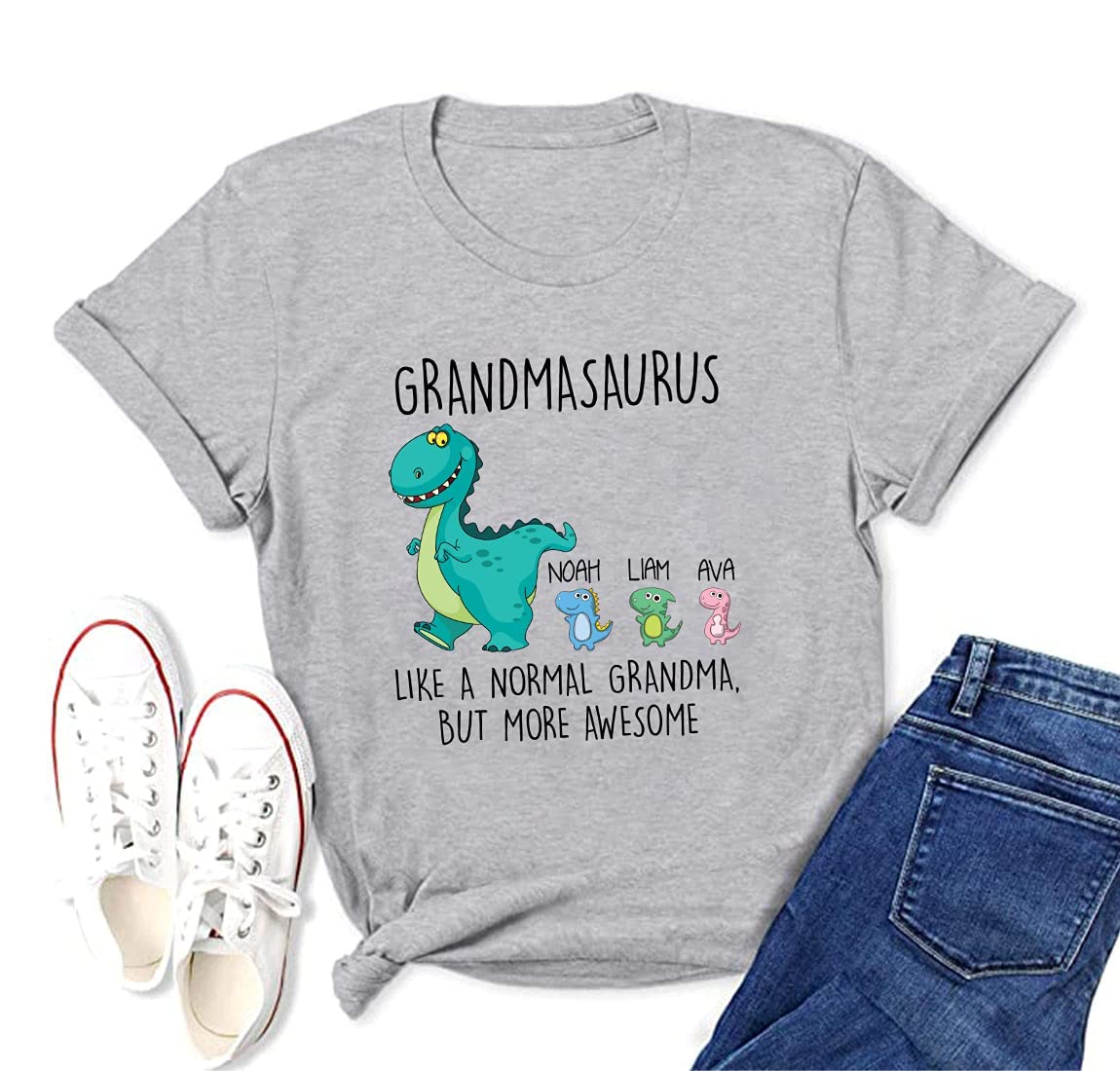 Yayasaurus Shirt - Funny Dinosaur Graphic Tee for Grandmas, Nanas & Mimis - Perfect Birthday, Mother's Day & Christmas Gifts for Grandma - Great for Family Reunions & Casual Outings