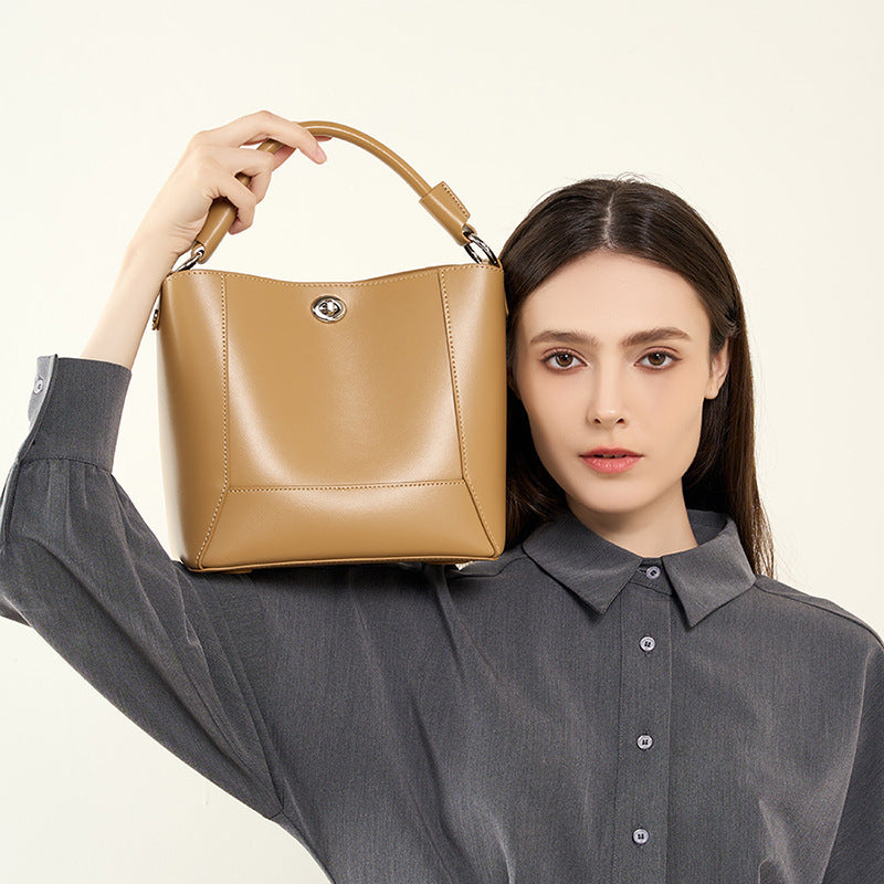 Genuine Leather Women's Shoulder Tote Bag - Crossbody Purse & Bucket Handbag for Work, Travel & Everyday Use | Durable & Stylish