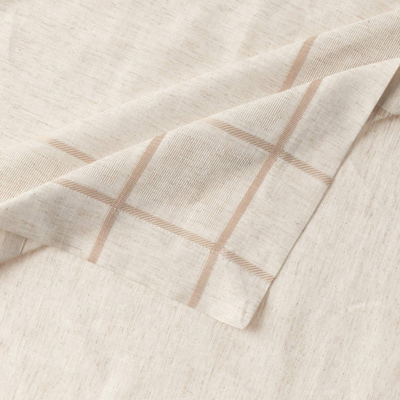 Premium SARO LIFESTYLE Polyester & Linen Blend Toscana Tablecloth - Hemstitch Border, Natural Color, 80 Inch Round - Perfect for Dining Room, Outdoor Patio & Special Occasions