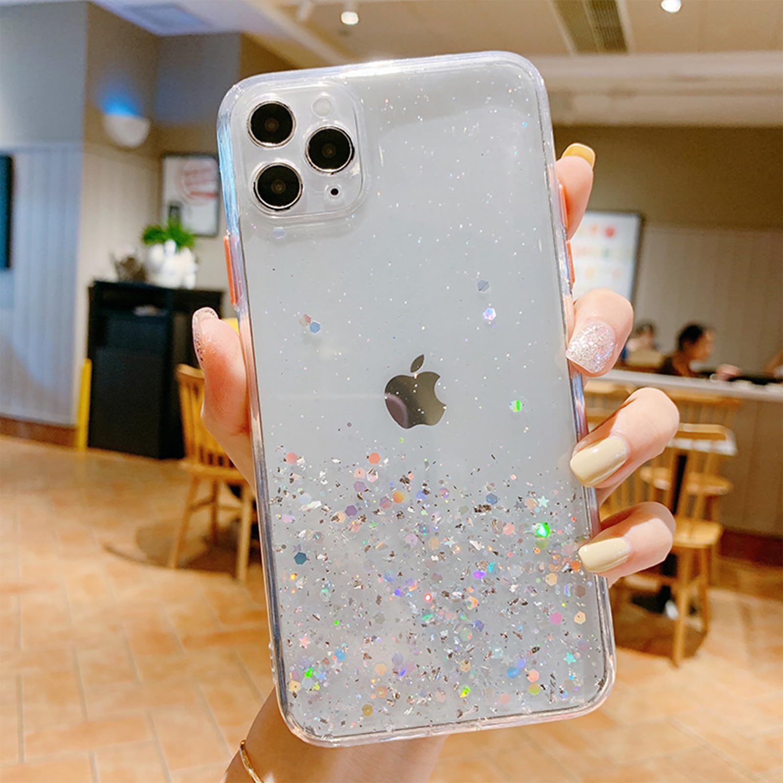 Sparkly Glitter Clear iPhone 11 Pro Max Case with Adjustable Wrist Strap & Kickstand | 6.5