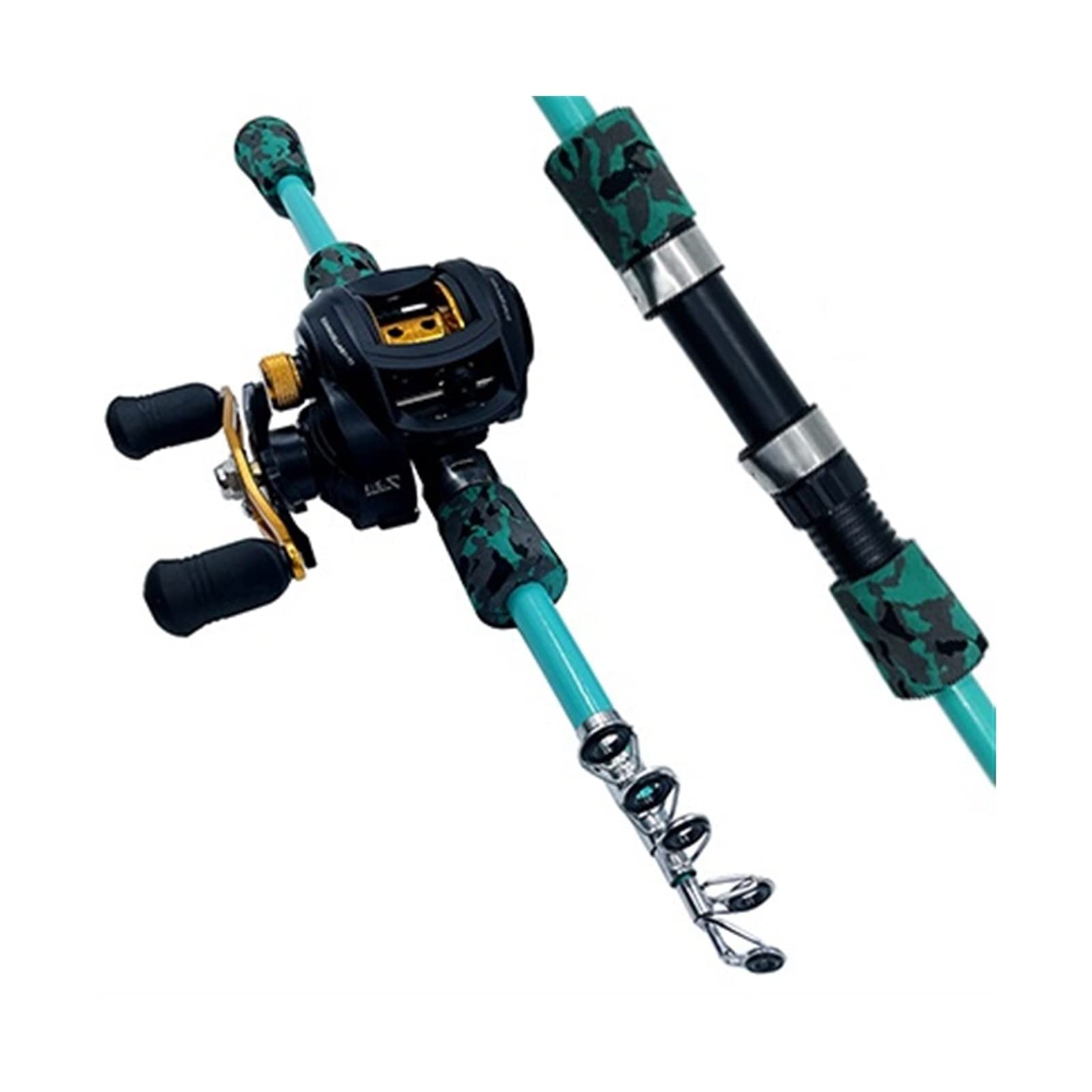 Portable Telescopic Fishing Rod Combo 1.3-1.8m - Ultralight Casting Pole with 17+1BB 7.2:1 Gear Ratio Reel - Yellow 1.3M Travel Fishing Gear for Freshwater, Saltwater, Beach & Boat Fishing