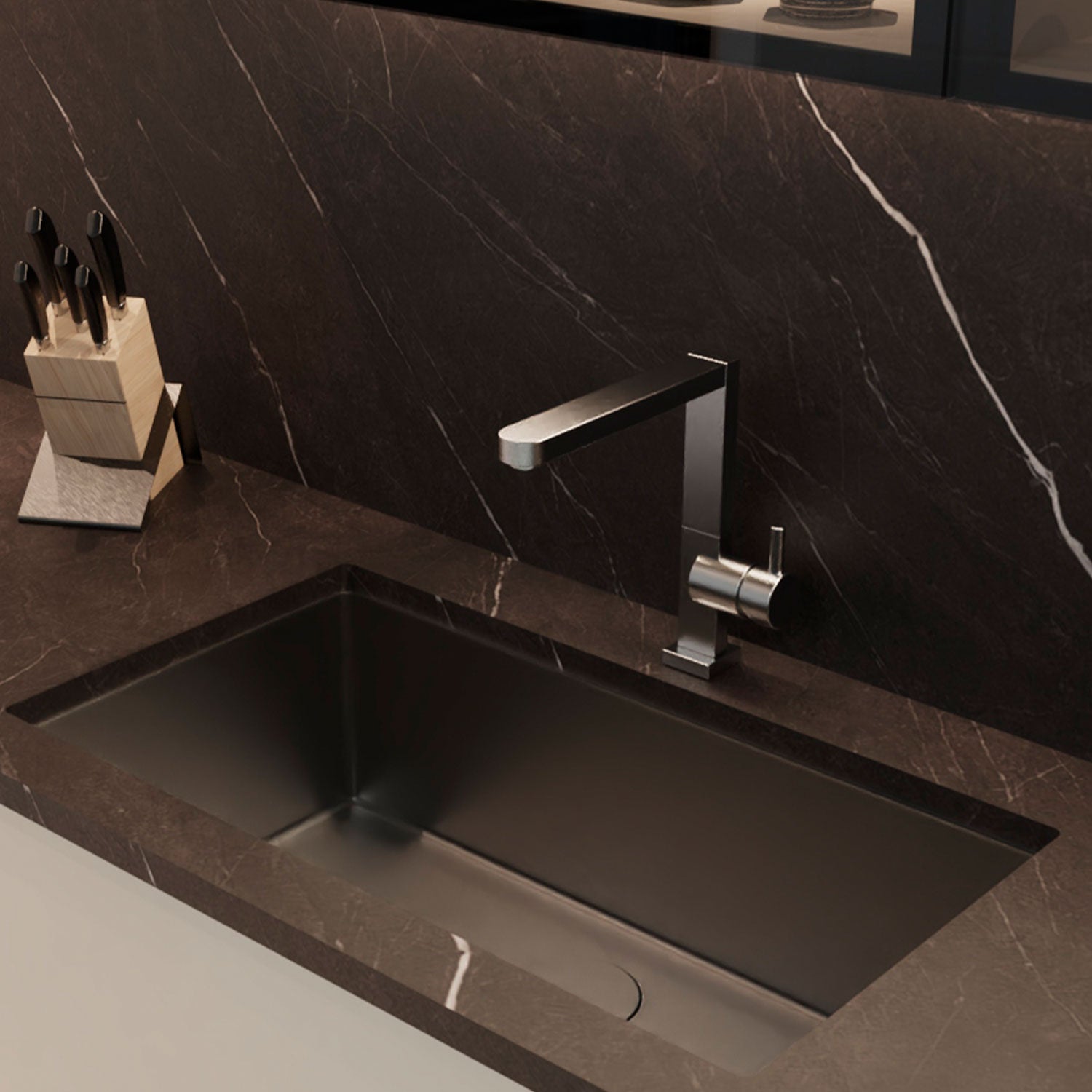 Premium DAX Handmade Nanometer Single Bowl Undermount Kitchen Sink - 304 Black Stainless Steel with Accessories (Model NB3018 R10) | Ideal for Modern Kitchens, Restaurant Prep Areas & Home Renovation Projects