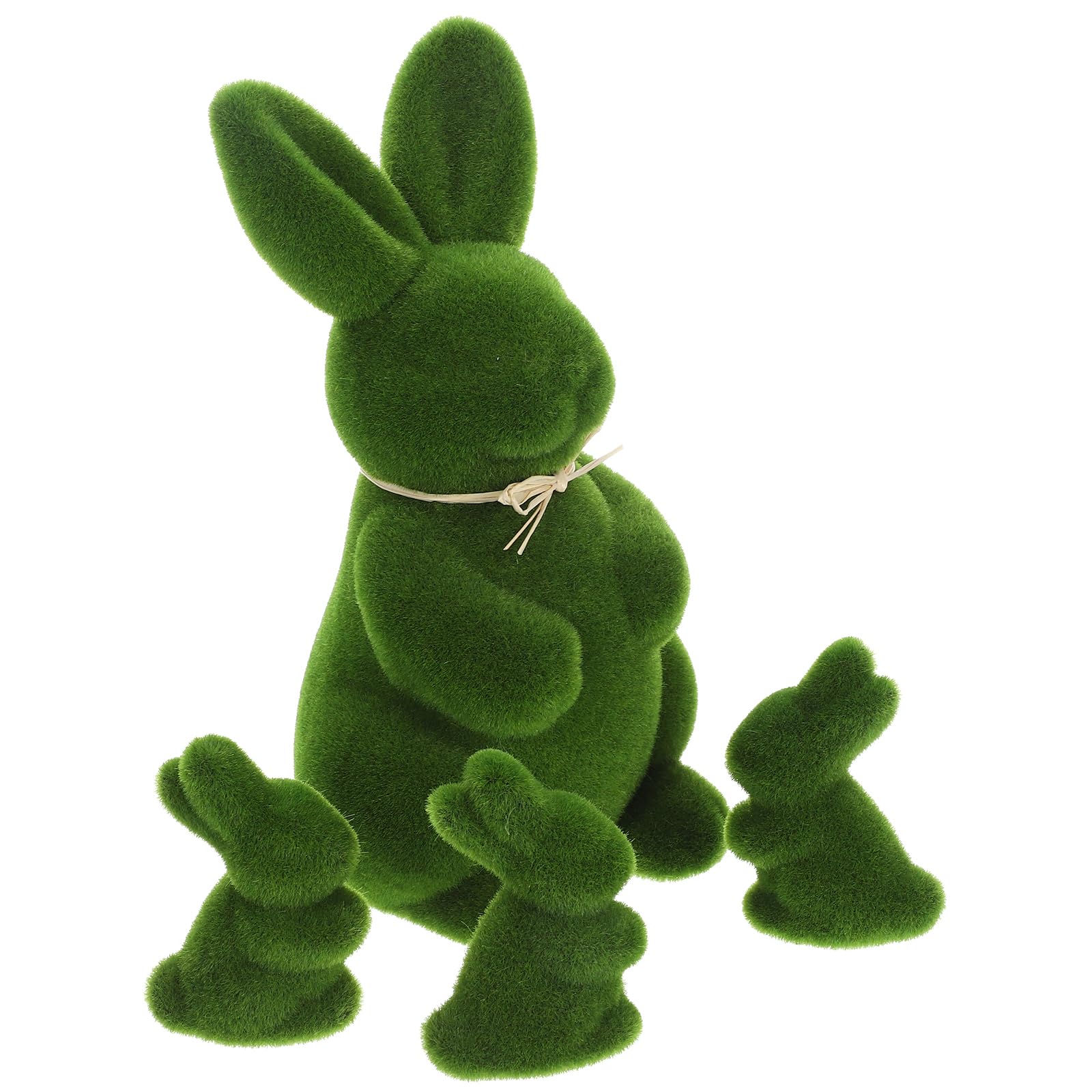 4pcs Flocked Bunny Rabbit Figurines - Easter Artificial Turf Grass Decorations for Yard, Garden & Home - Cute Easter Party Favors & Spring Decor