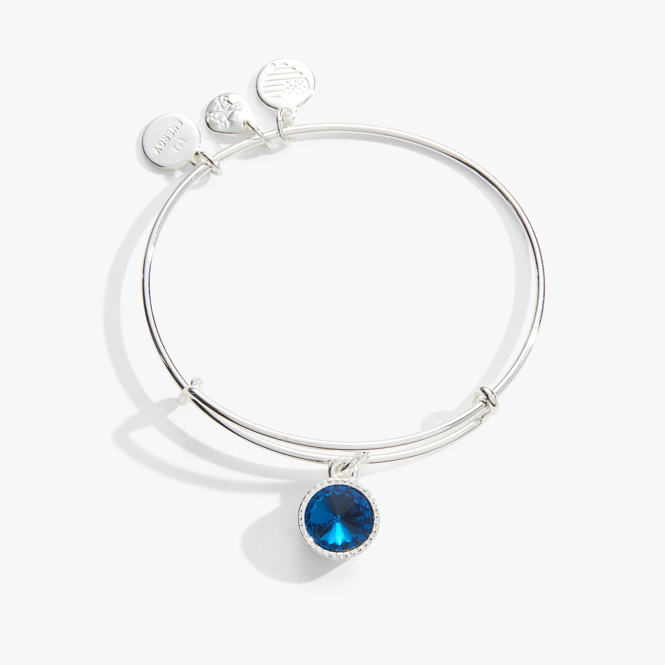 December Birthstone Charm Bangle - Genuine Blue Zircon Sterling Silver Bracelet | Perfect Gift for Birthdays, Anniversaries & Christmas
