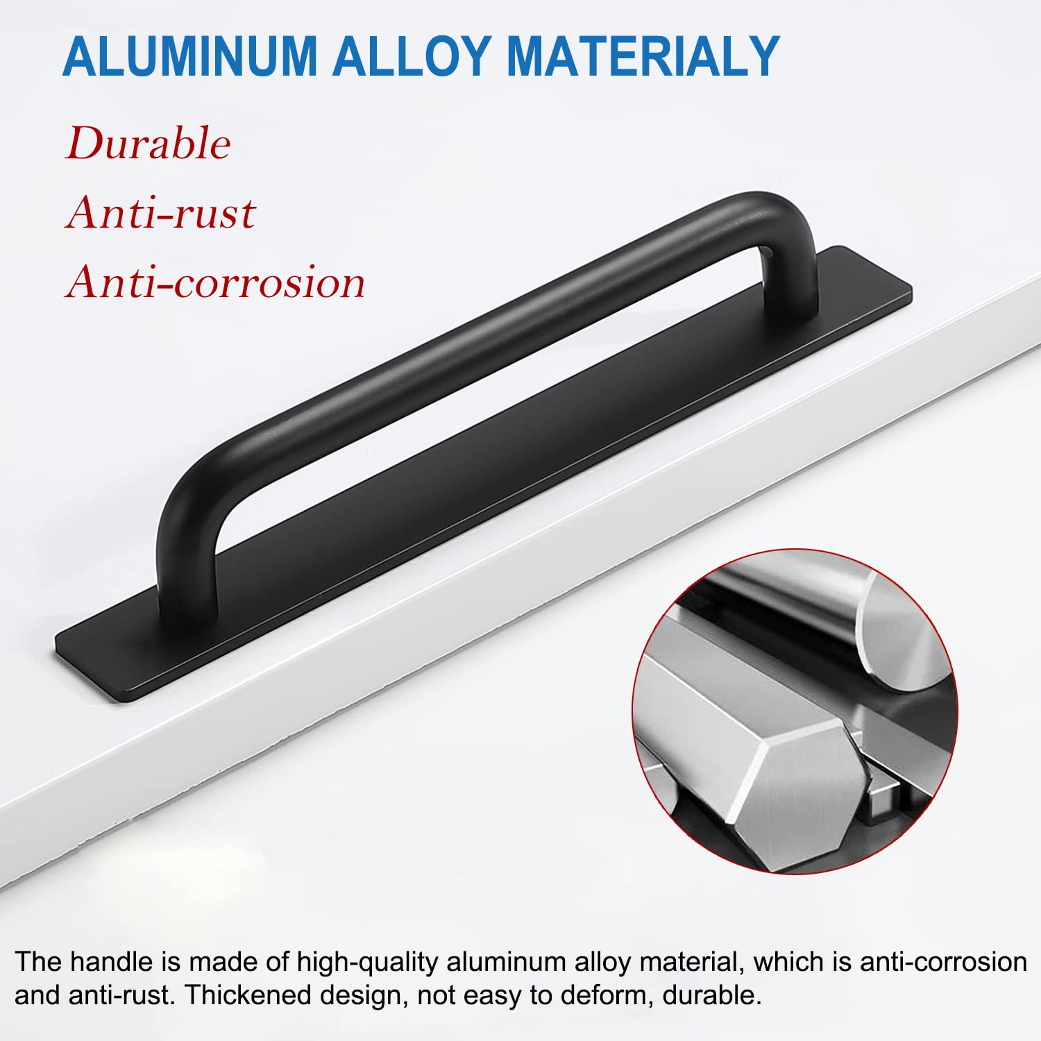 No Drill Adhesive Cabinet Door Handles - 2 Pack Black Self Stick Pulls (212mm) for Kitchen, Shower, Drawer & Sliding Screen Doors | Easy Installation, Damage-Free Solution for Home & Office