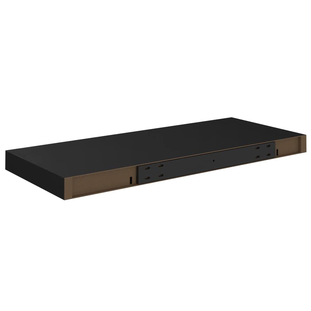 Modern Floating Wall Shelf Set - Black MDF Wall Mounted Display & Storage Shelves (23.6