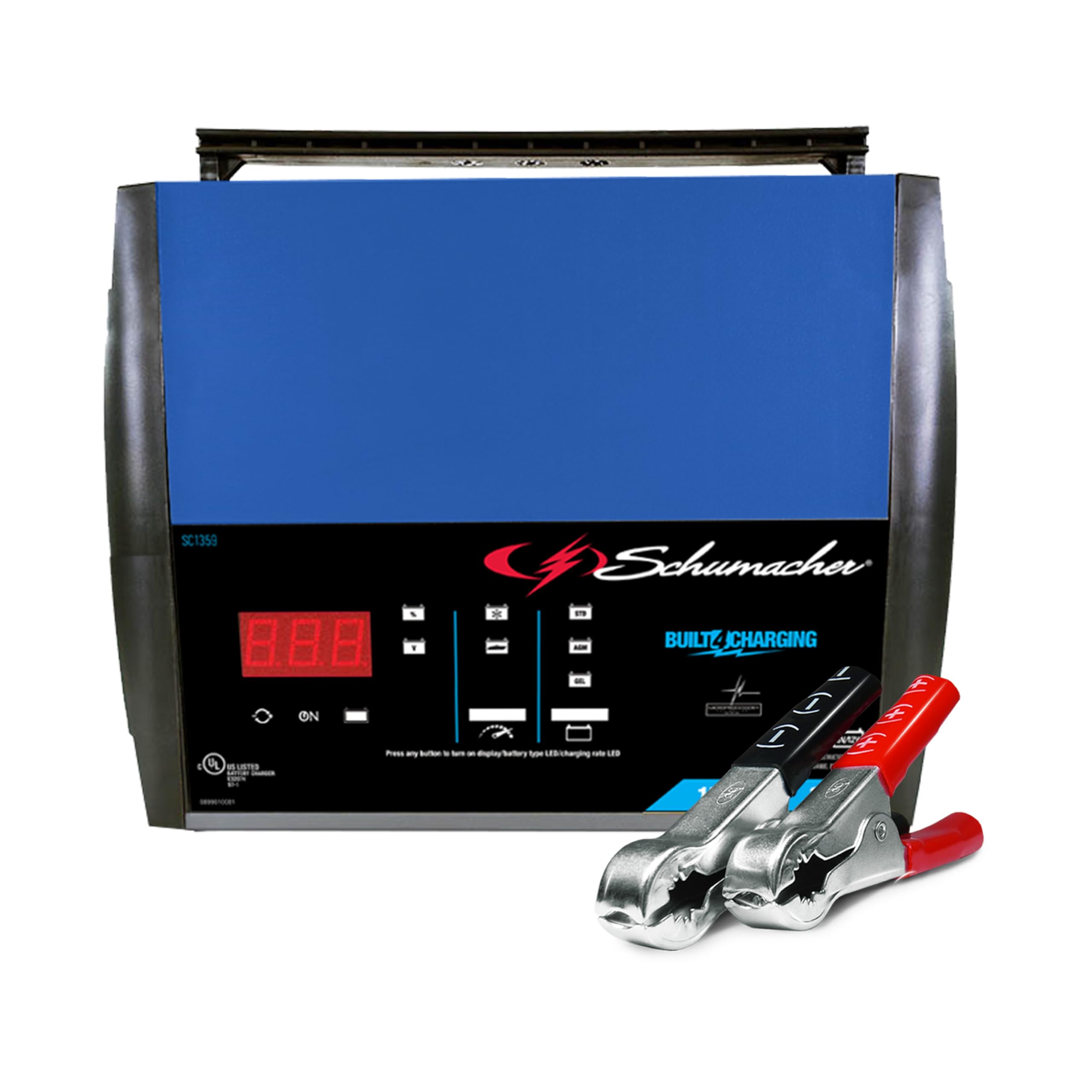 Schumacher SC1359 4-in-1 15A Fully Automatic Battery Charger & Maintainer with Tester - 6V/12V for Car, SUV, Truck & Marine Batteries - Perfect for Winter Storage & Emergency Jump Starts