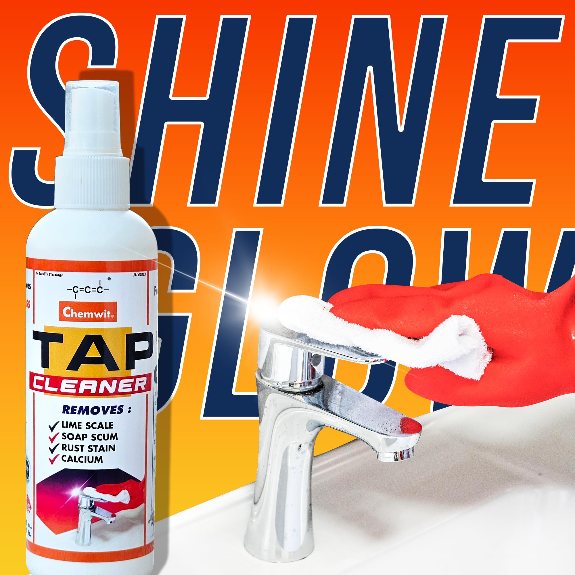 Chemwit - 200mL Hard Water Stain Remover & Limescale Cleaner for Bathroom Faucets, Shower Glass, Tiles - Safe Rust & Mineral Deposit Remover with Corrosion Protection - Perfect for Kitchen Sinks, Shower Doors & Bathroom Fixtures