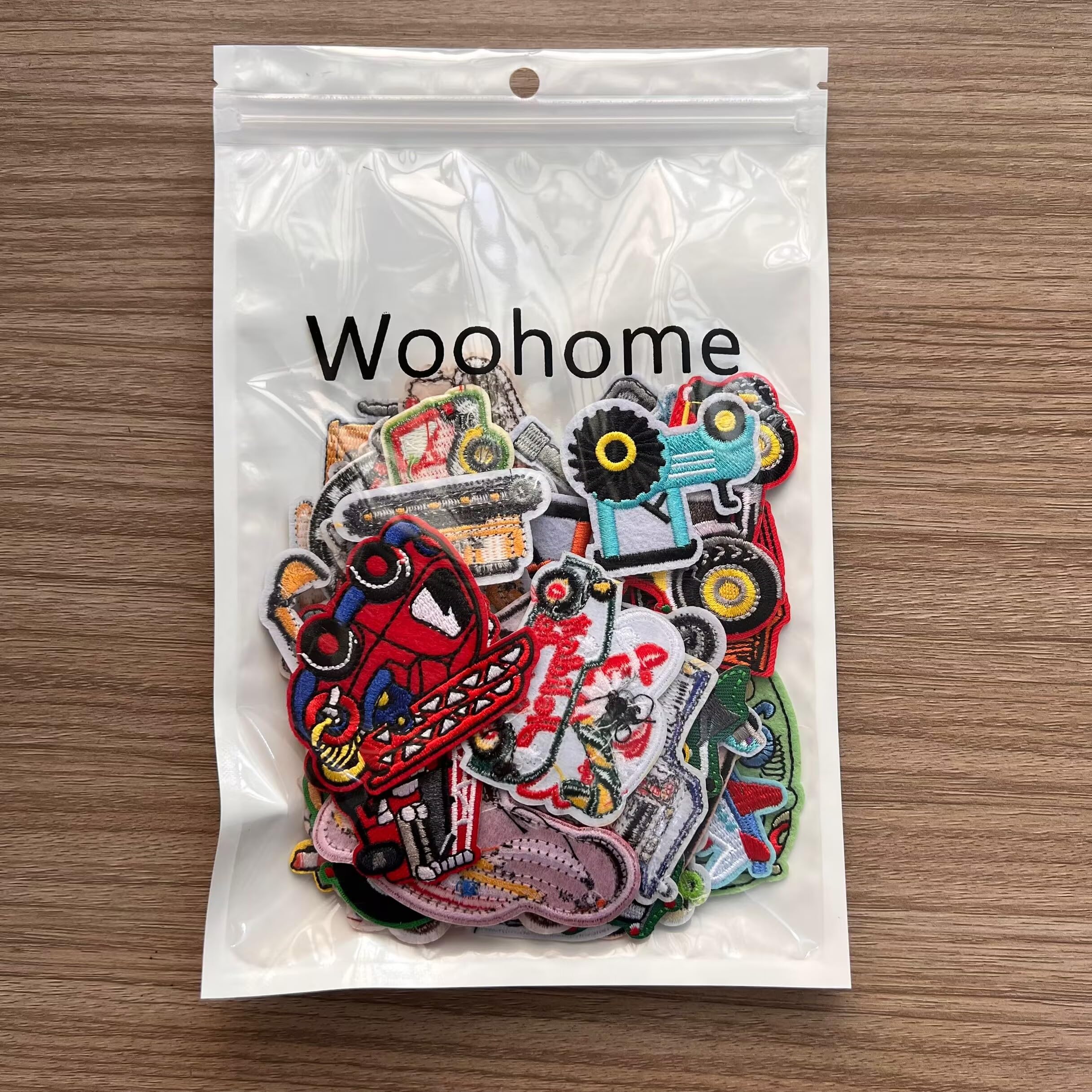 Woohome 40-Piece Iron-On & Sew-On Car Patches Set - Excavator, Racing Car, Fire Truck Designs for DIY Crafts, Clothing, Jeans, Jackets & Bags Repair | Perfect for Kids' Projects, Costumes & Customizing Backpacks