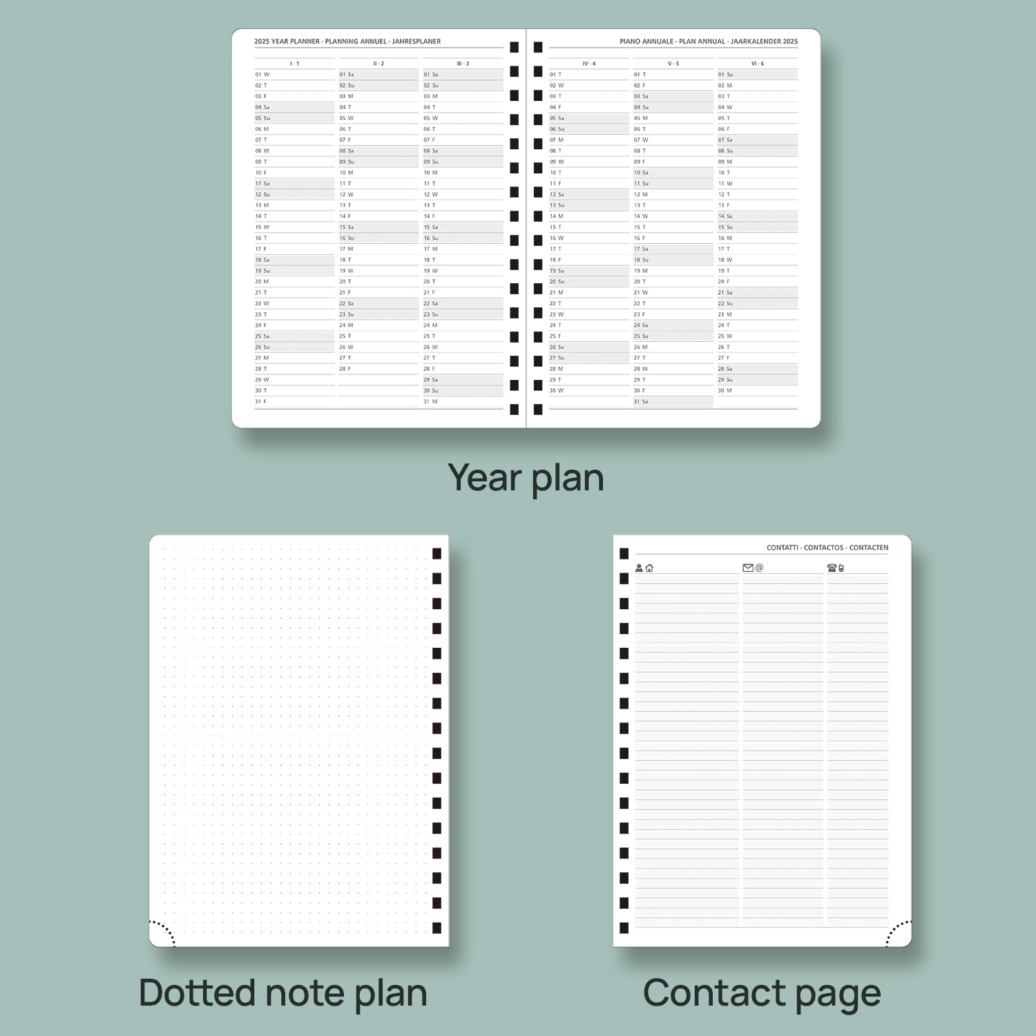 POPRUN 2025 Weekly Planner A5 Size (26.5x21.5 cm) - 17-Month Spiral Bound Diary from August 2024 to December 2025 - Vertical Appointment Book for Work, School & Personal Organization - Black Mid-Year Planner for Professionals & Students