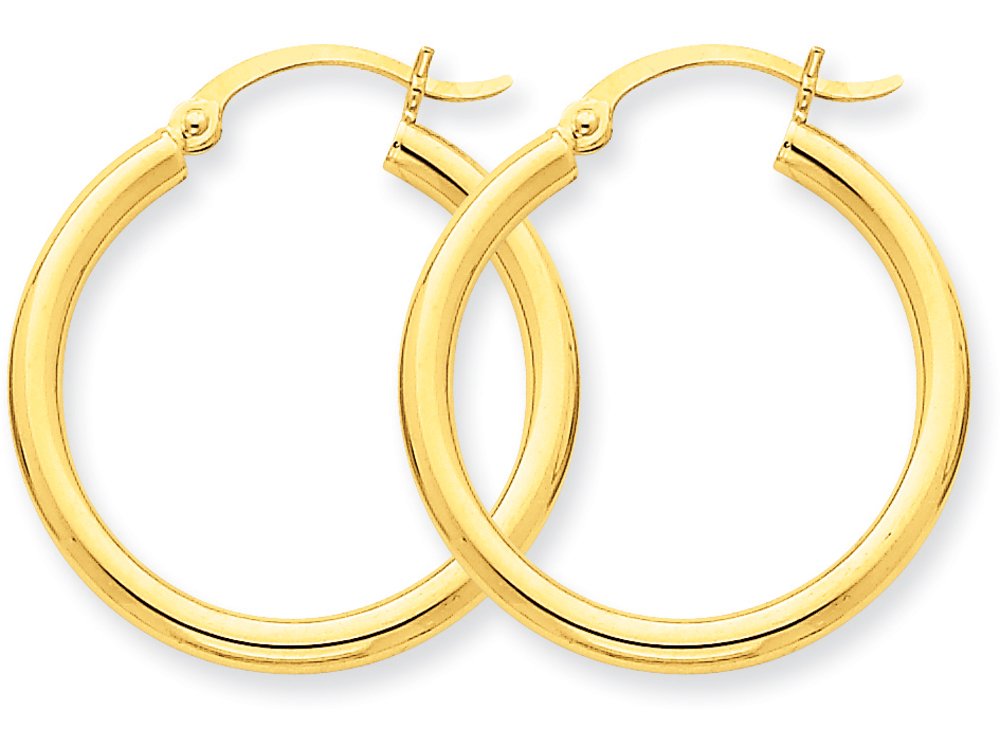 10k Yellow Gold Hoop Earrings for Women - 2.5mm Round Polished 10 Karat Solid Gold Huggie Earrings | Perfect for Everyday Wear, Gift Giving & Special Occasions