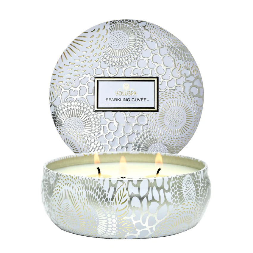 Sparkling Cuvee 3-Wick Candle - Long-Lasting Scented Soy Wax Candle for Home, Relaxation & Romantic Ambiance