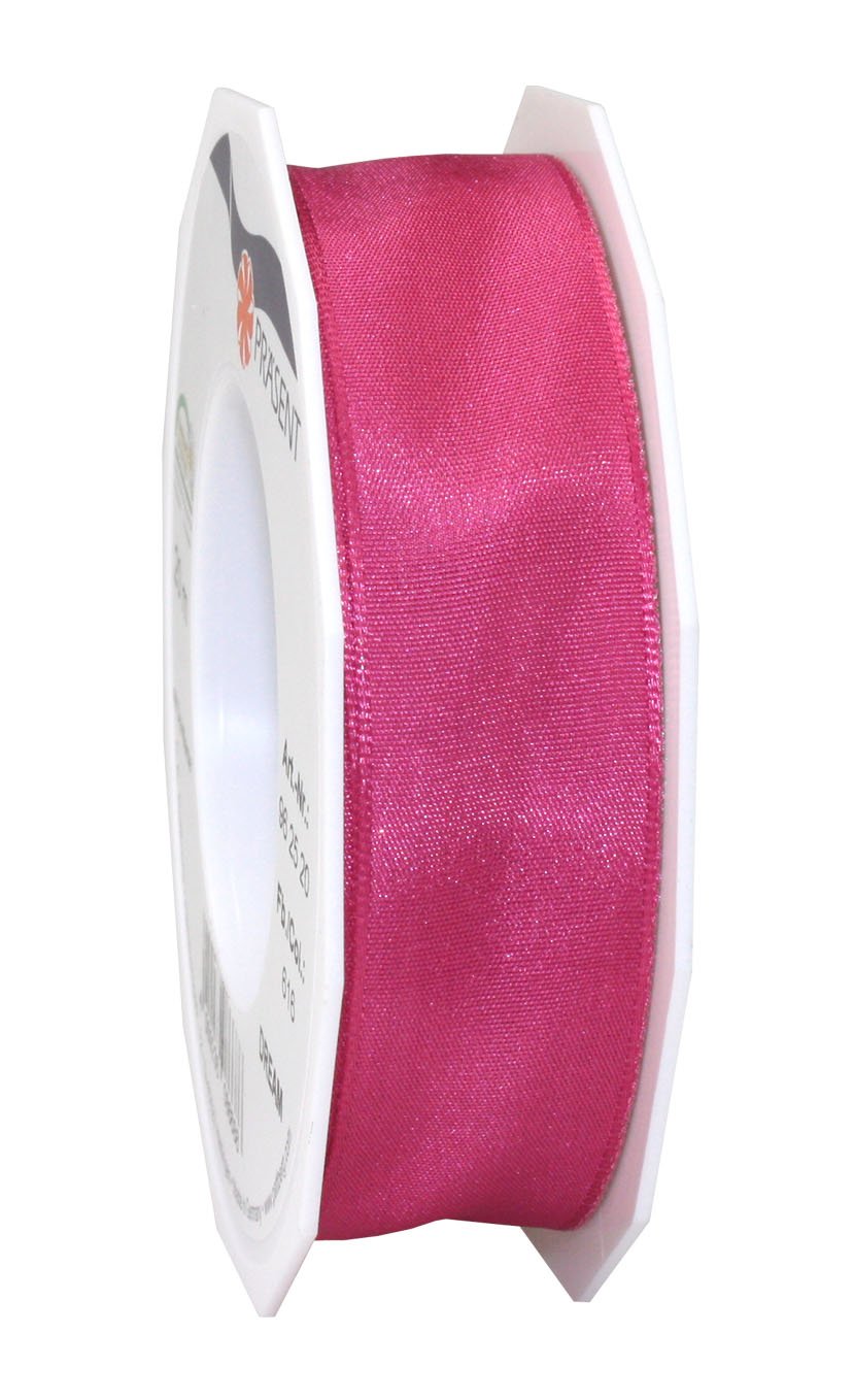 PRÄSENT 25mm Wired Dream Ribbon - Rose Tyrien Color for Gift Wrapping, Wedding Decorations & DIY Crafts