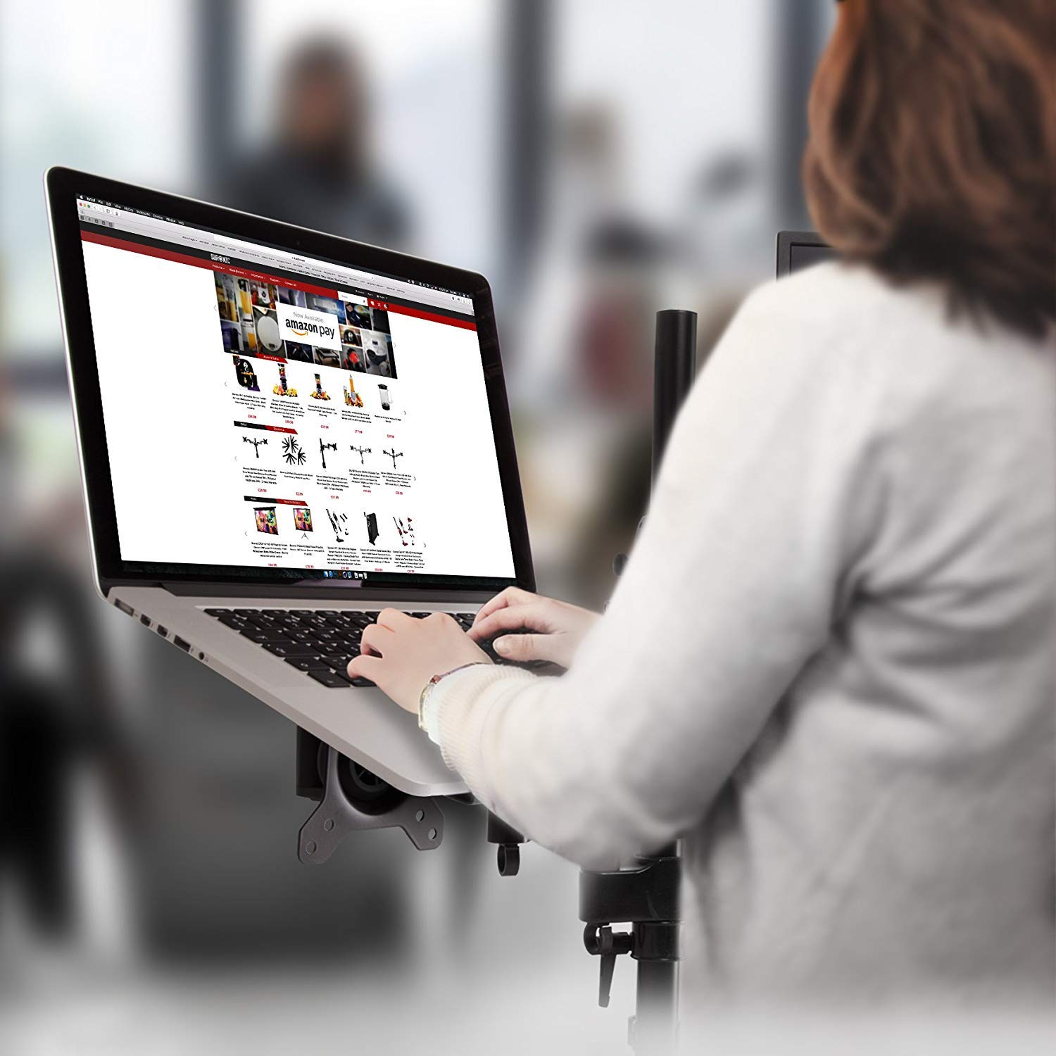 Duronic DM35L1X1 Dual Monitor Arm Stand - Adjustable Laptop & PC Screen Mount for 13-27