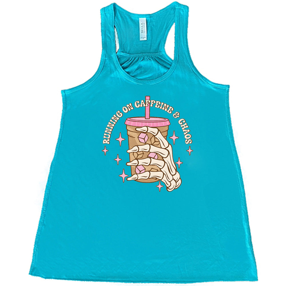 Running On Caffeine & Chaos Funny Coffee Lover T-Shirt - Perfect for Gym Workouts, Office Humor & Casual Wear