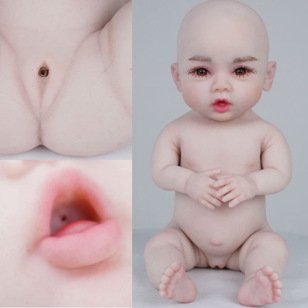 SUAISKR 18 Inch Realistic Reborn Baby Doll - Lifelike Handmade Silicone Toddler Boy with Full Body & Skeleton (White) | Perfect for Collectors, Photography Props, and Therapy Use