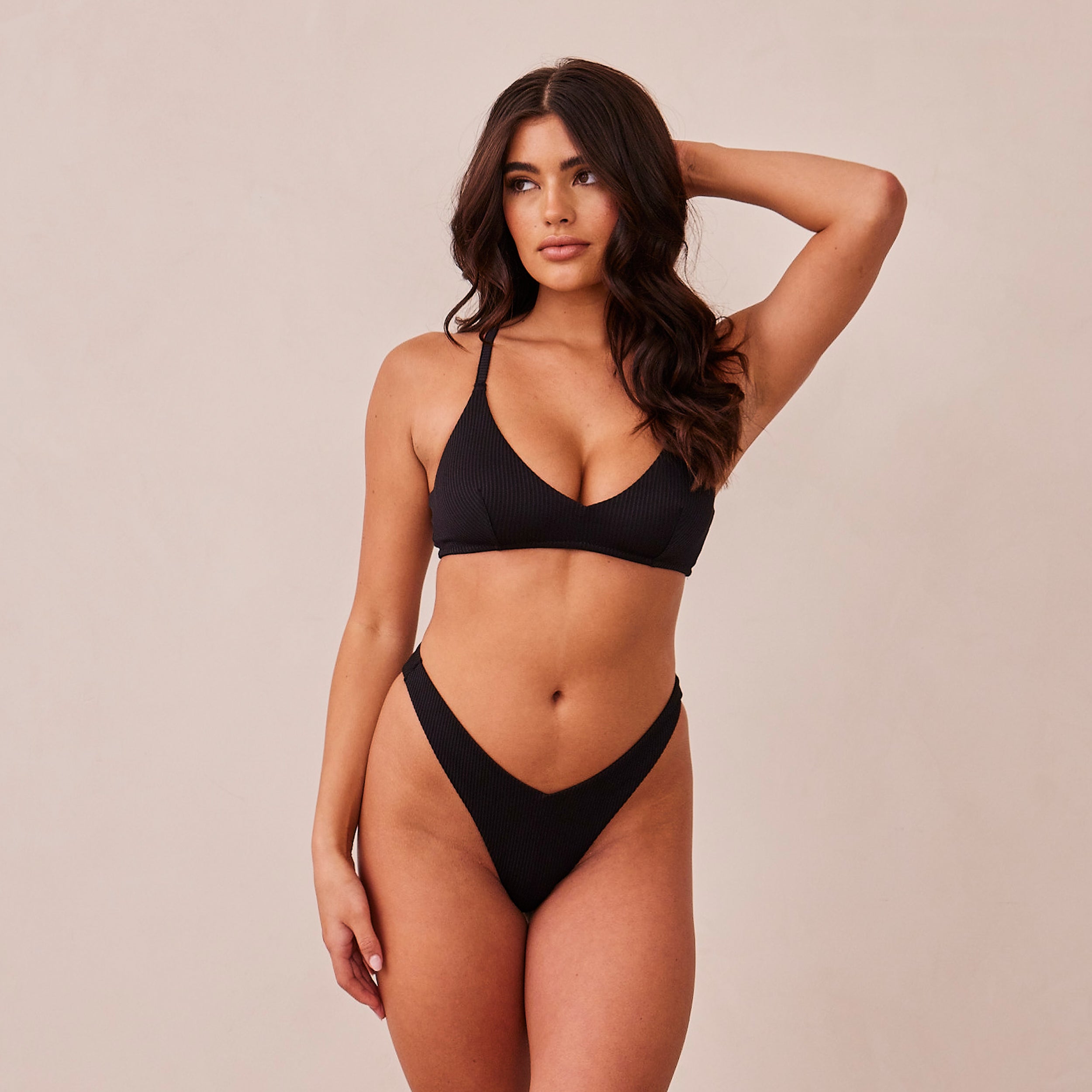 Seamless Ribbed Triangle Bralette - Black Lace Underwire Bra for Women | Comfortable & Sexy for Everyday Wear, Yoga, and Lounge