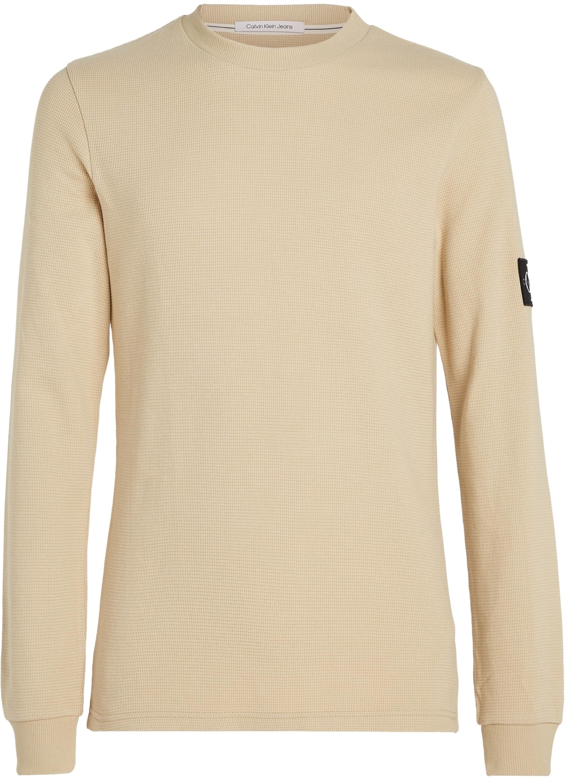 Calvin Klein Men's Long Sleeve Waffle Knit Badge Logo T-Shirt - Comfortable Casual Top for Everyday Wear, Work & Weekend Outfits