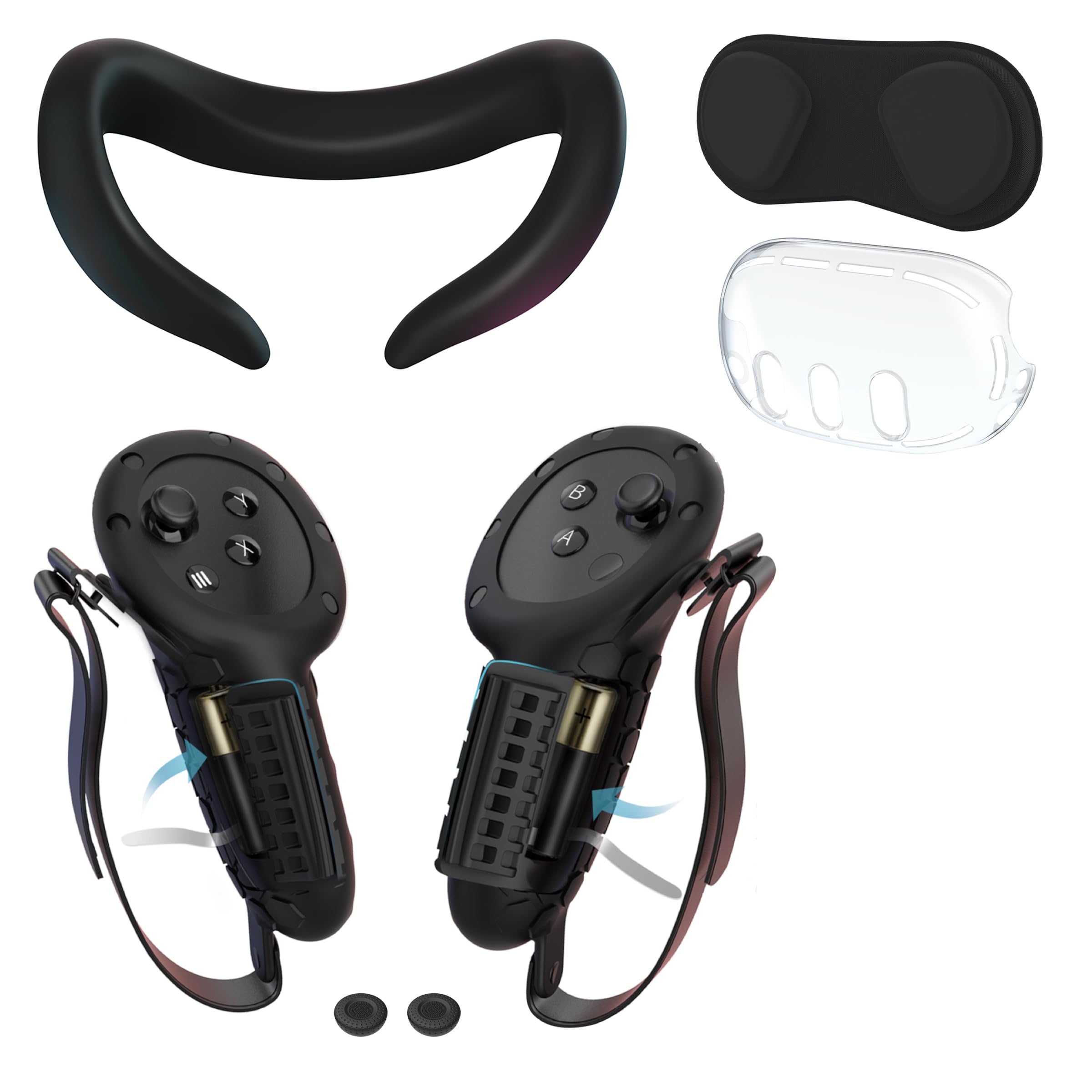 MOJOXR Silicone Face Cover, Clear Shell Cover, Lens Cover & Upgraded Controller Grip for Meta Quest 3 - VR Headset Accessories for Enhanced Comfort & Protection During Gaming & VR Experiences