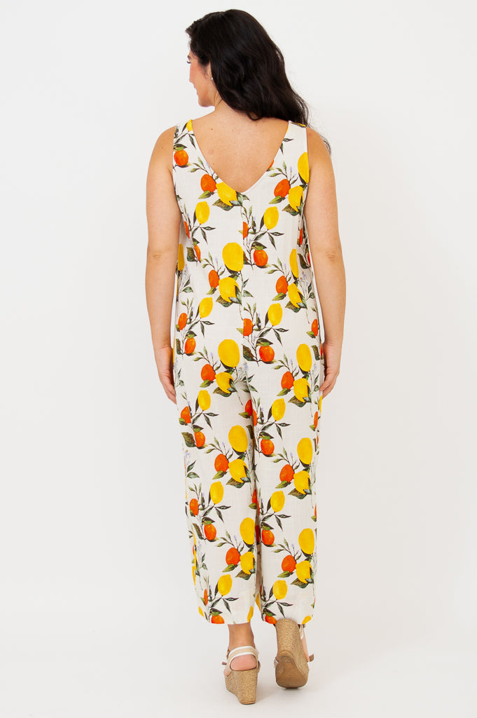 Fernanda Jumpsuit - Women's Linen Bamboo Romper in Lemonade Yellow | Summer Beach Wear, Casual Outfit & Vacation Dress
