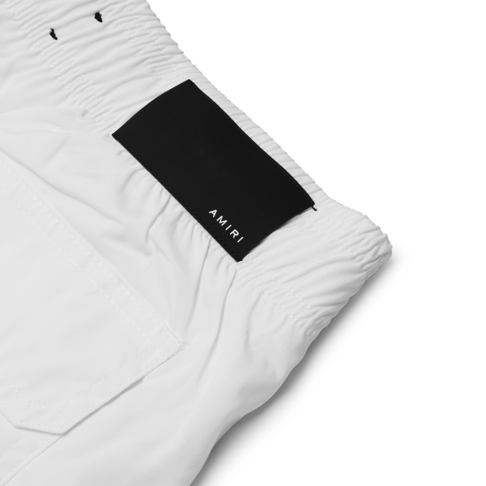 Amiri Men's Swim Shorts - White with Bar Logo - Quick-Dry Beach & Pool Swimwear for Summer Vacation