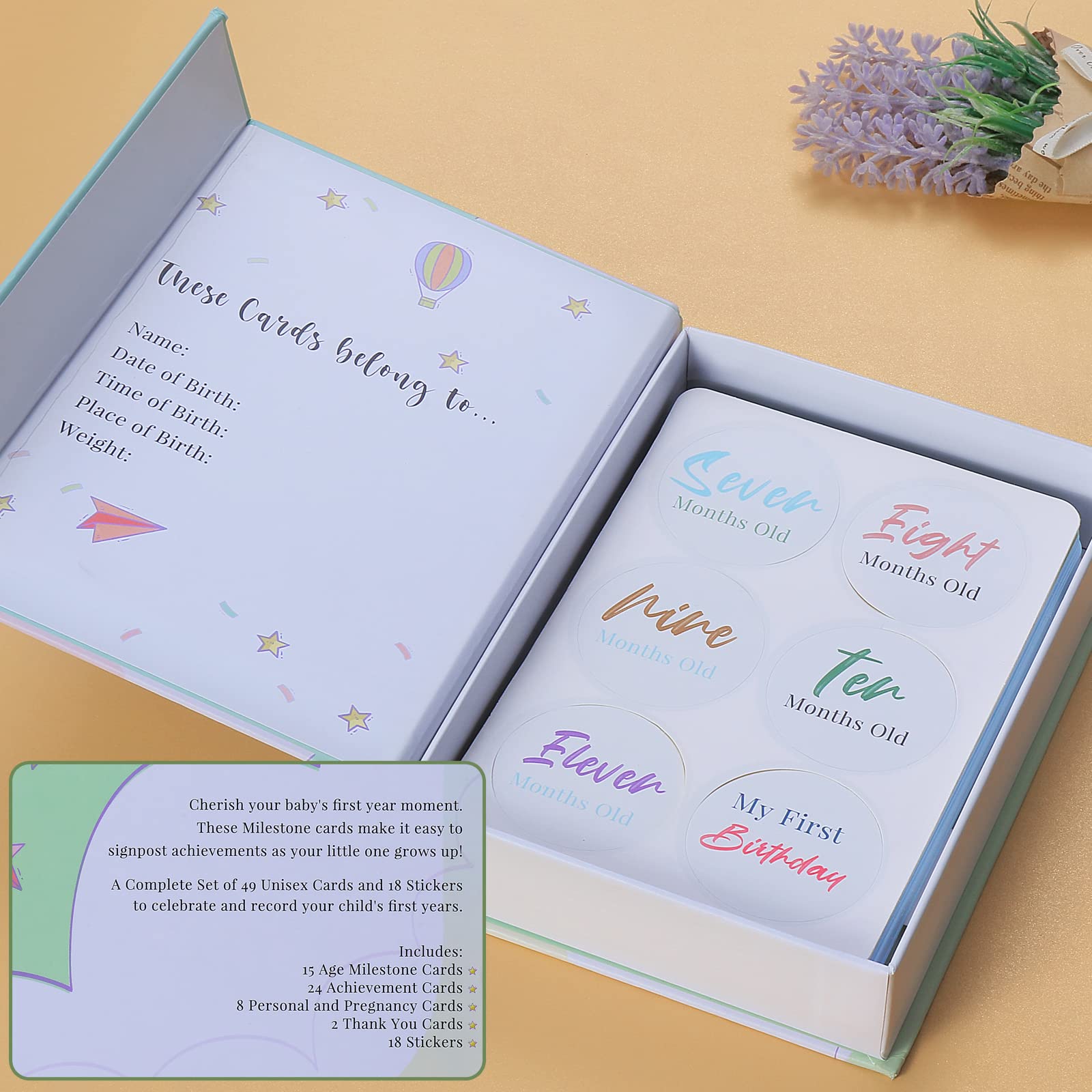 49 Pcs Baby Milestone Cards for Boys & Girls - Pregnancy & First Year Memory Keepsake, Baby Shower Gift - Perfect for Newborn Photo Shoots, Monthly Milestone Tracking, and Special Moments Recording