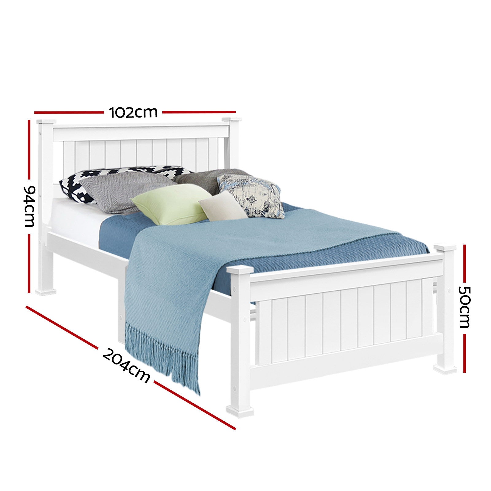 Cottesloe Solid Wood Single Bed Frame - White Finish for Kids & Guest Rooms | Durable & Stylish Bedroom Furniture