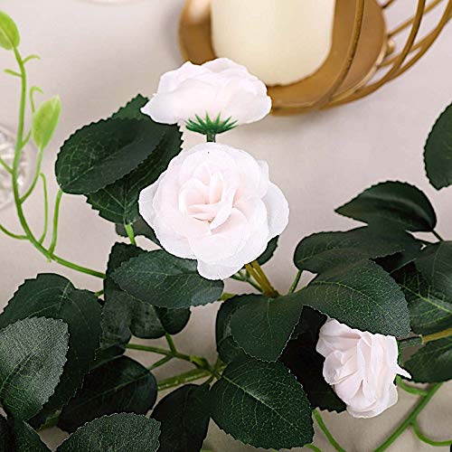 6 Feet Blush Pink Silk Rose Flower Garland with Green Leaves - Bulk Wedding Centerpiece Decorations for Aisle, Arch, Table Arrangements | Wholesale Party & Event Supplies