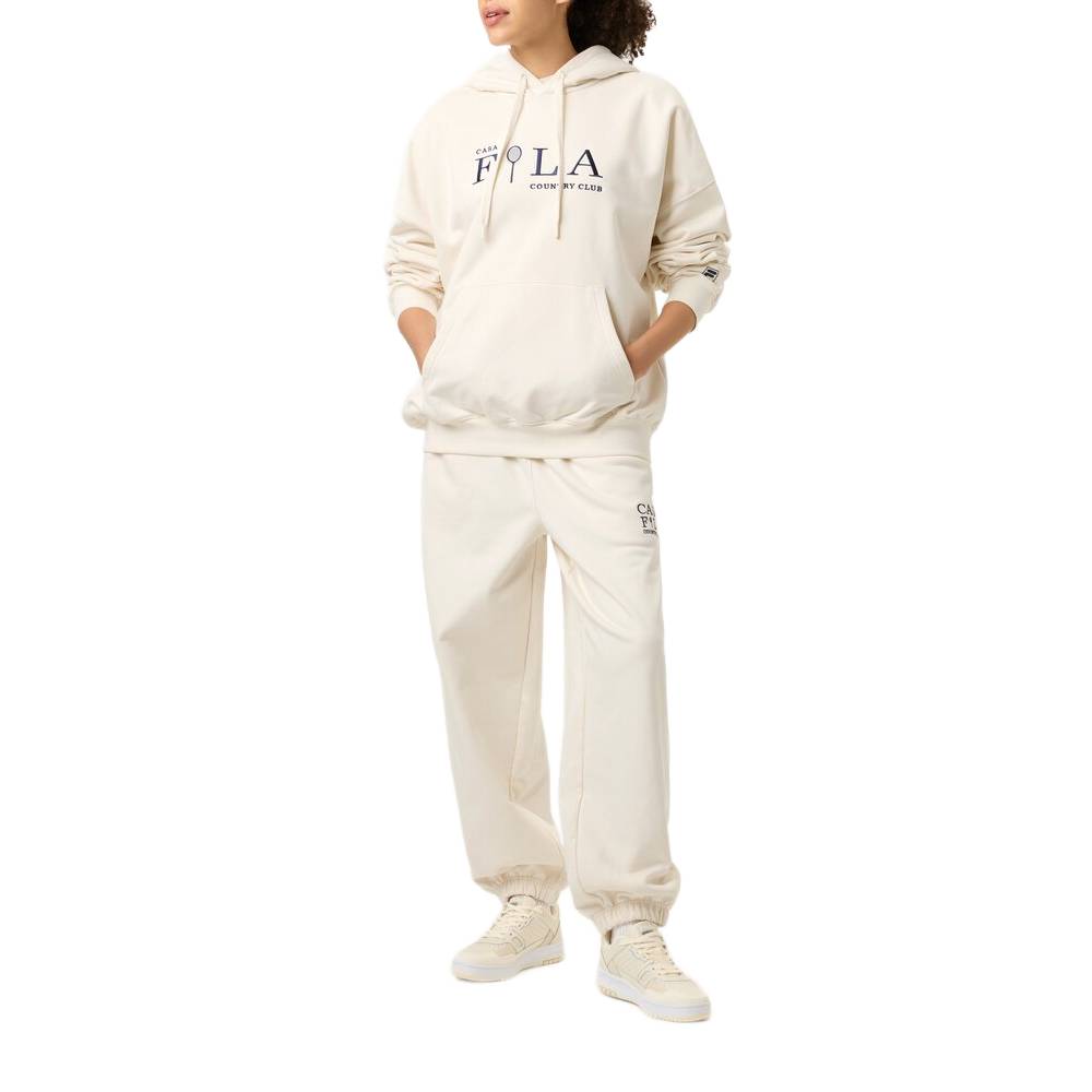 Fila Unisex Country Club Hoodie - Soft Cotton Pullover Sweatshirt for Men & Women (Gardenia White) | Casual Streetwear, Gym, Lounge Wear