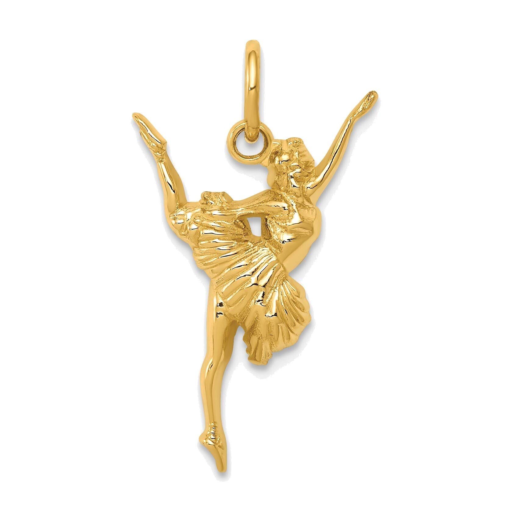 14K Yellow Gold Ballerina Charm Jewelry for Ballet Lovers