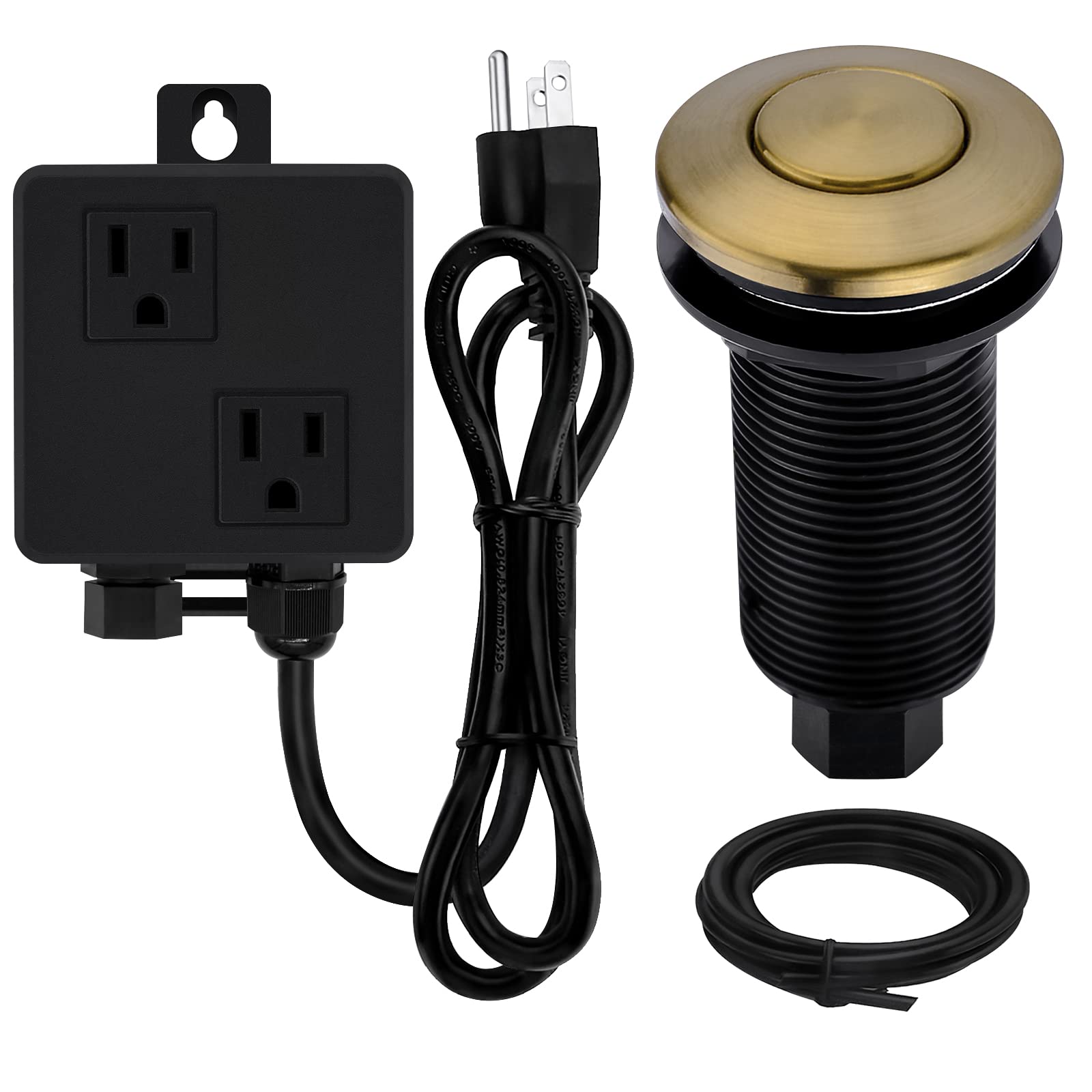 Premium SinkTop Garbage Disposal Air Switch Kit with Long Button - Champagne Bronze Finish (Brass Cover) | Easy Waste Disposal Control for Kitchen Sinks | Perfect for Modern Homes & Restaurants