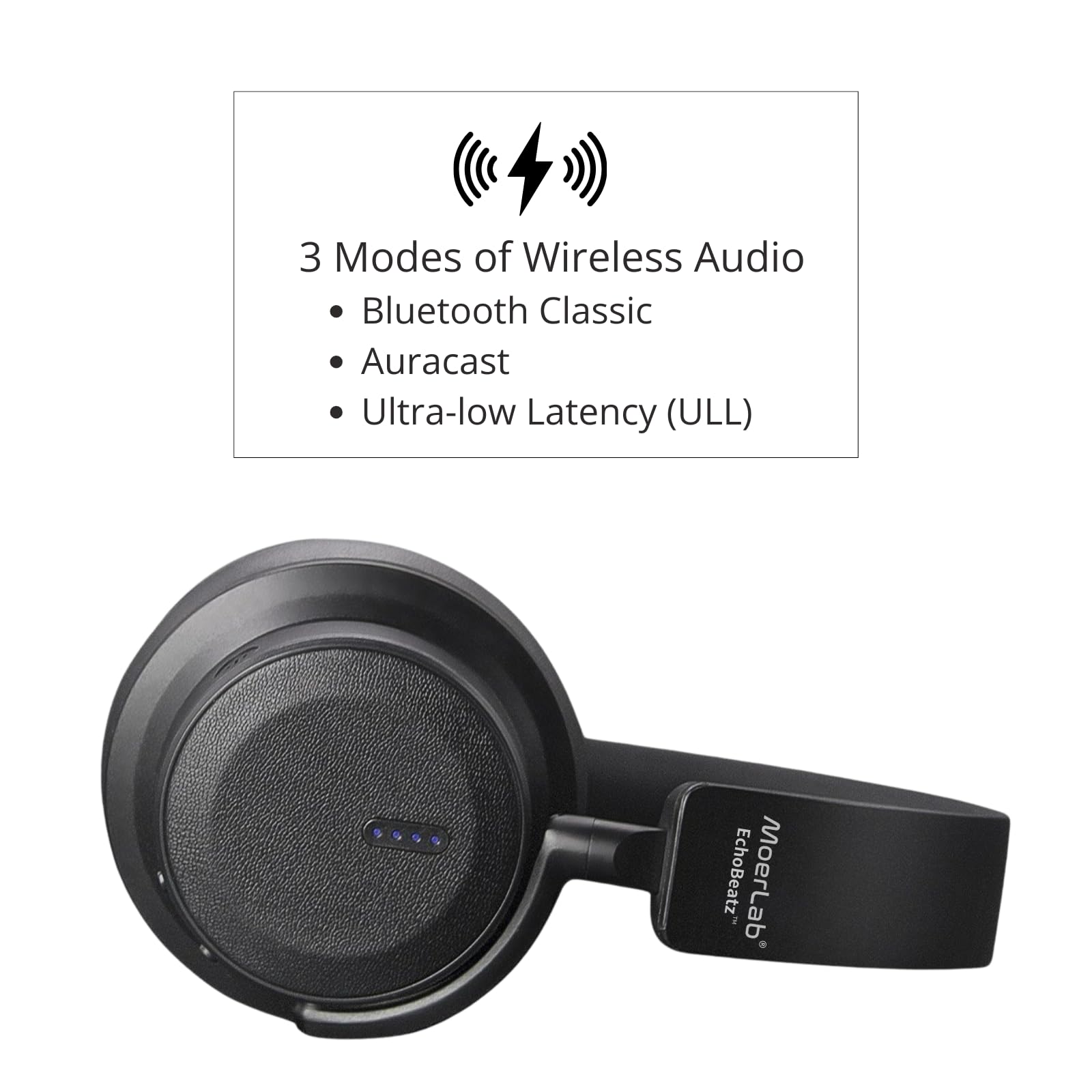 EchoBeatz Wireless Bluetooth Headphones with Auracast - Over-Ear Active Noise Cancelling (ANC), Ultra Low Latency for Gaming & Movies, Comfortable for Travel, Work & Office Use - Perfect for Commuting, Studying & Entertainment