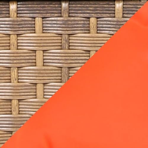 Brown Wicker/Orange Cushions