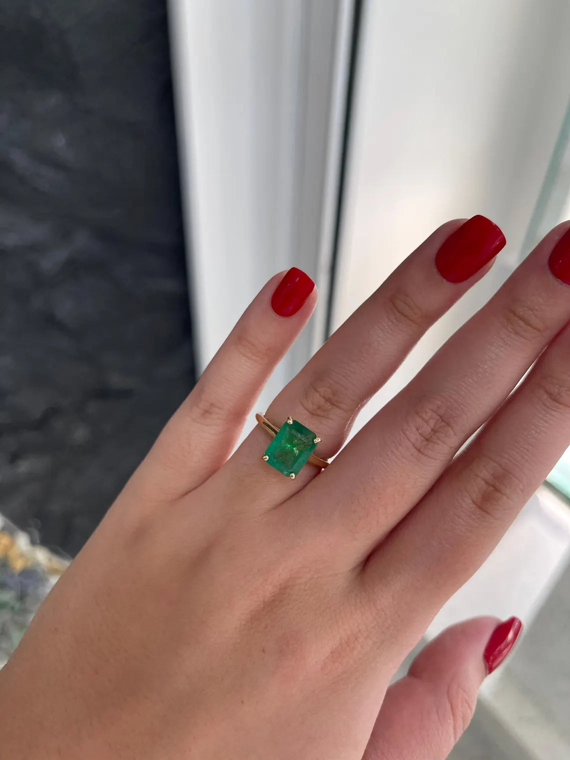 3.19tcw Emerald Cut Lush Green Diamond Engagement Ring with Brilliant Accents - Perfect for Proposals, Anniversaries & Special Occasions