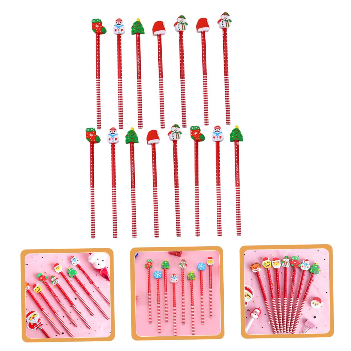 NUOBESTY Christmas Themed Wooden Pencils - 12 Pack Colorful Holiday Pencils for Kids, Fun School Supplies & Classroom Gifts for Boys and Girls - Perfect for Christmas Stocking Stuffers, Classroom Rewards & Holiday Party Favors
