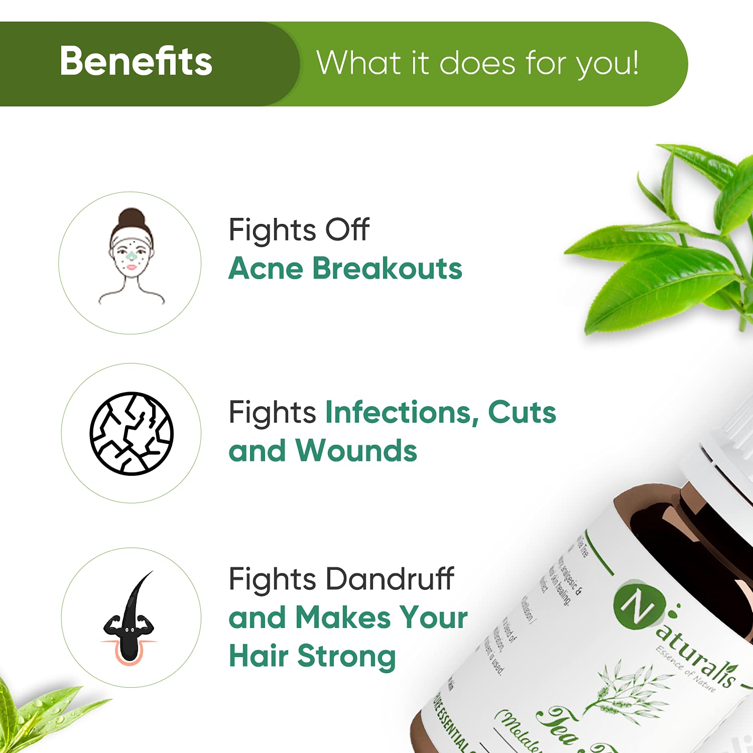 Naturalis Essential Oil Set - 2 Pack (15ml Rosemary Oil & Tea Tree Oil) for Aromatherapy, Skin Care & Hair Growth | Pure Therapeutic Grade Oils for Diffusers, Massage & DIY Beauty