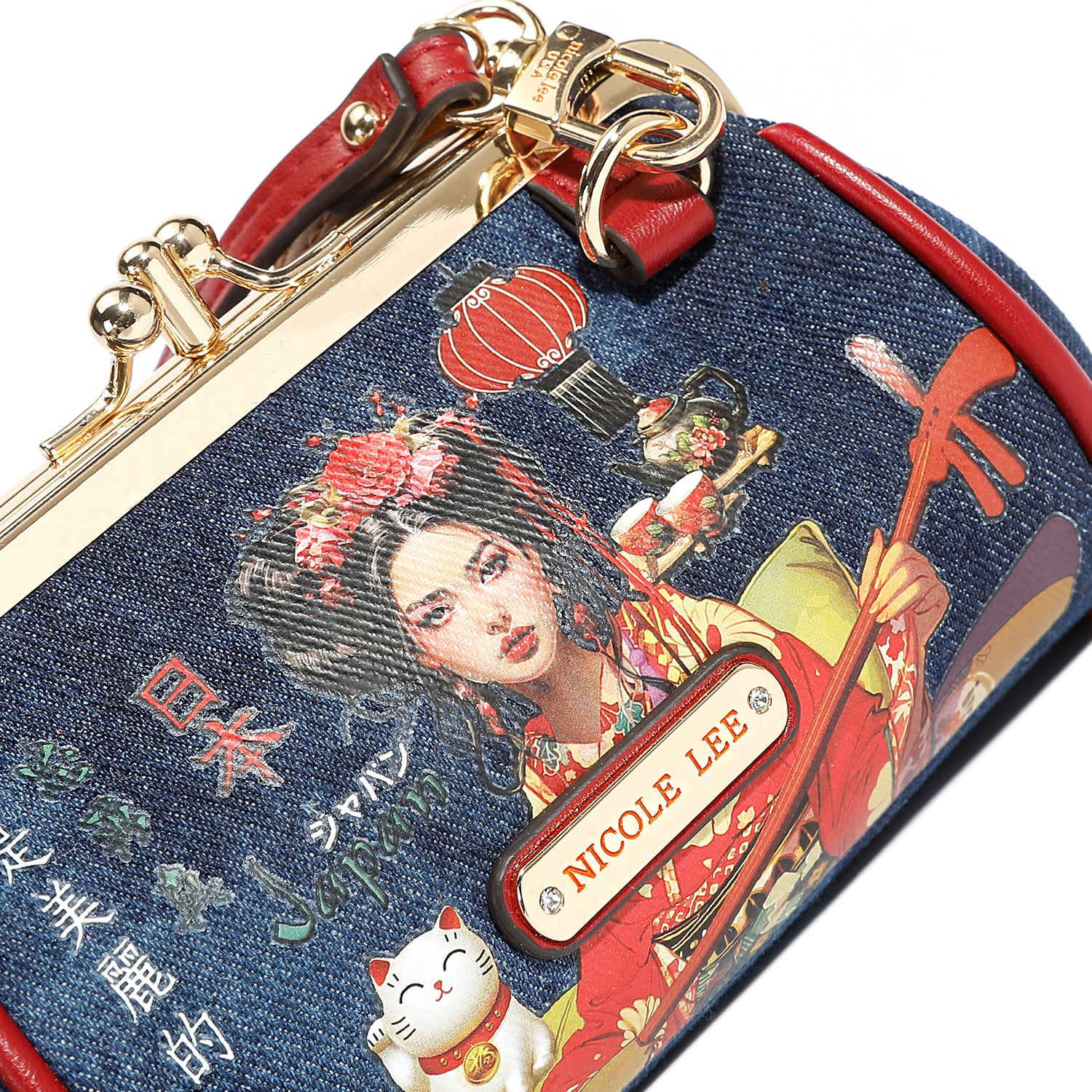 Denim Mini Kiss Lock Coin Purse Wristlet - Stylish Small Wallet for Women - Perfect for Parties, Shopping & Everyday Use
