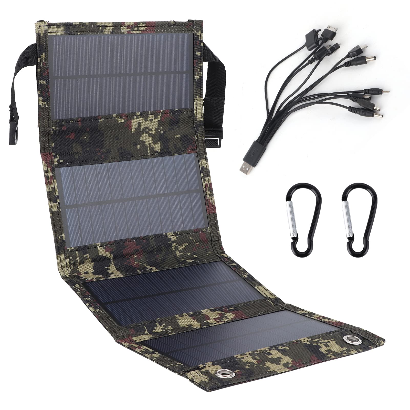 20W Solar Power Bank with Portable Solar Panel Charger | USB Phone Charger for iPhone Android | 2 Clip Hooks for RV Camping Hiking Backpacking | Waterproof Outdoor Solar Charger for Emergency Power
