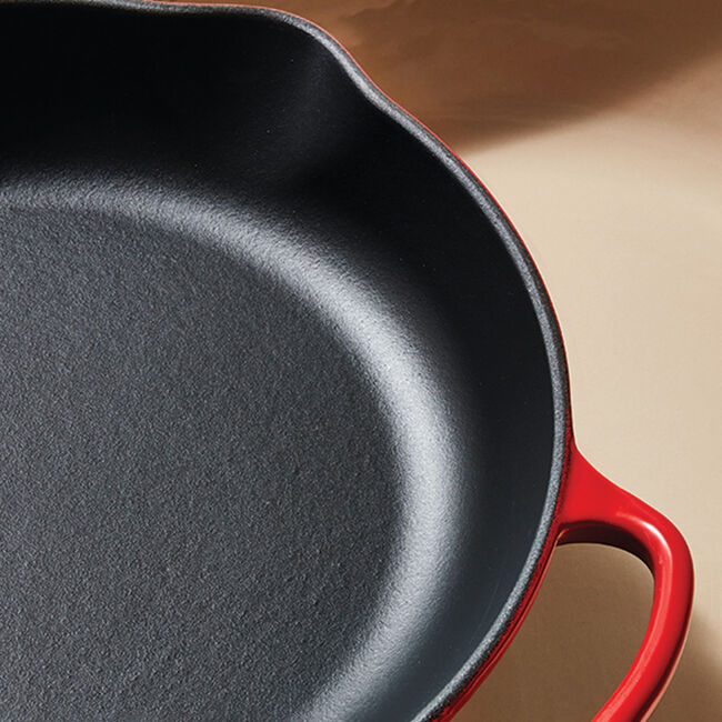 Le Creuset 10.25 Inch Round Cast Iron Skillet Grill Pan - Flame Color - Perfect for Grilling, Searing & Baking - Indoor & Outdoor Use