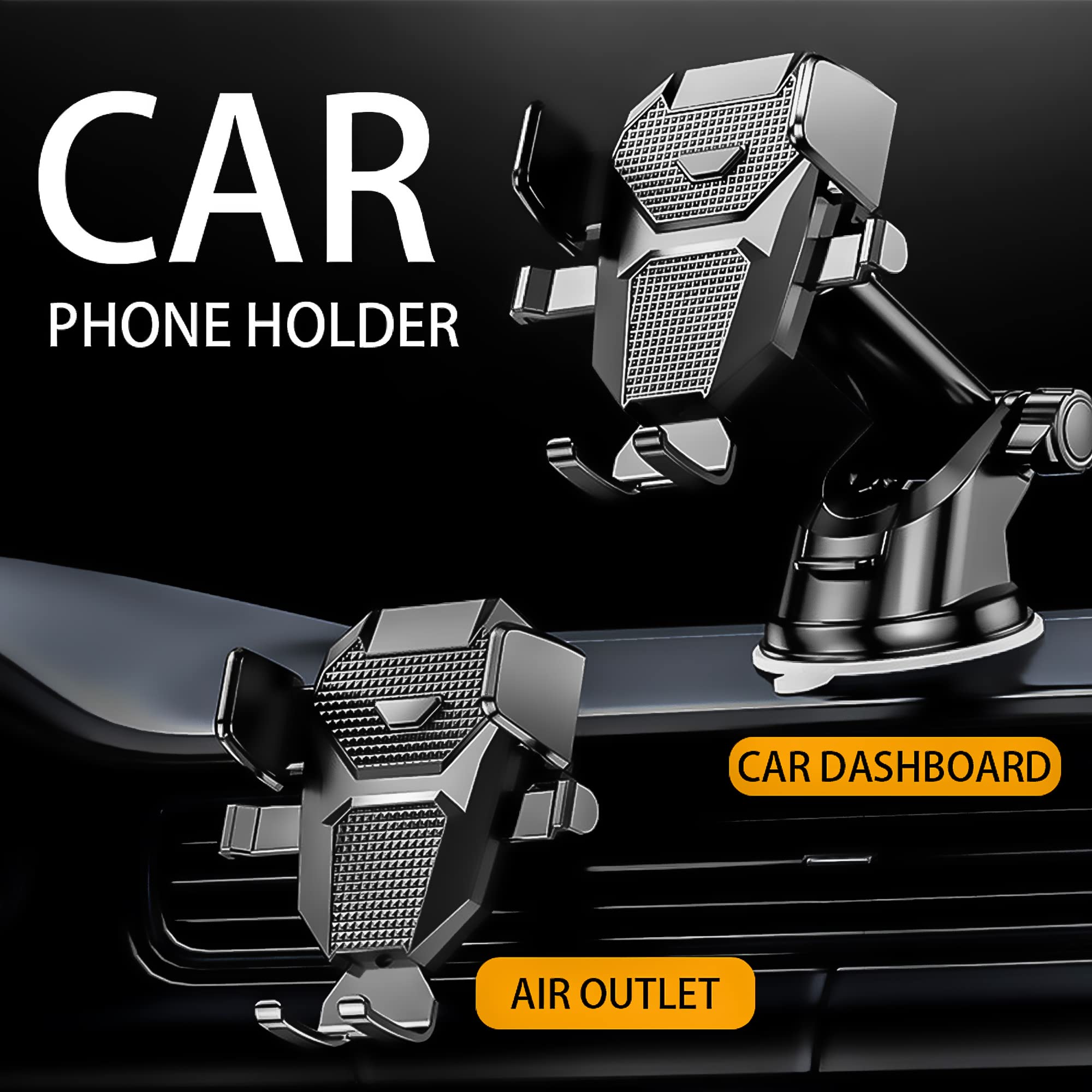 Universal Car Phone Holder Mount - Compatible with All Smartphones, Strong Suction Cup & Sticky Gel Pad for Windshield/Dashboard/Window - Perfect for Hands-Free Navigation, Road Trips & Daily Commuting