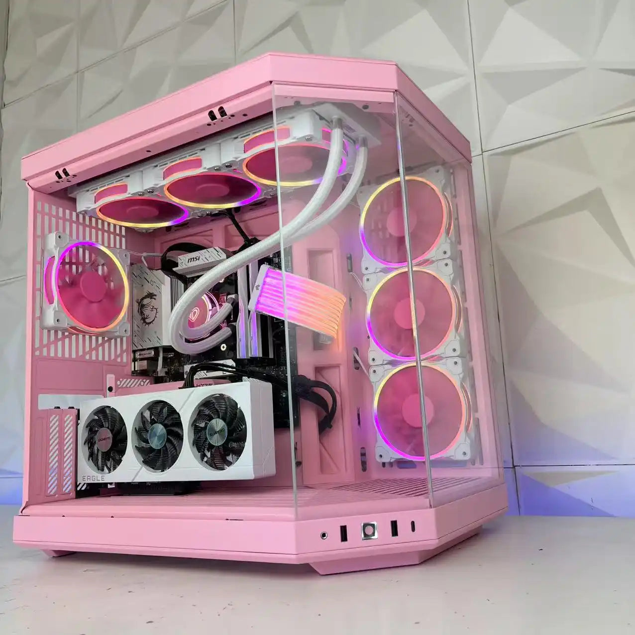 High-Performance Gaming PC with AMD Ryzen AM5 & NVIDIA RTX 4060/4060 Ti/4070/5070/5070 Ti/5080 or AMD Radeon 9070/9070 XT - Y70 Pink Milk Case - Perfect for 4K Gaming, Streaming & Esports