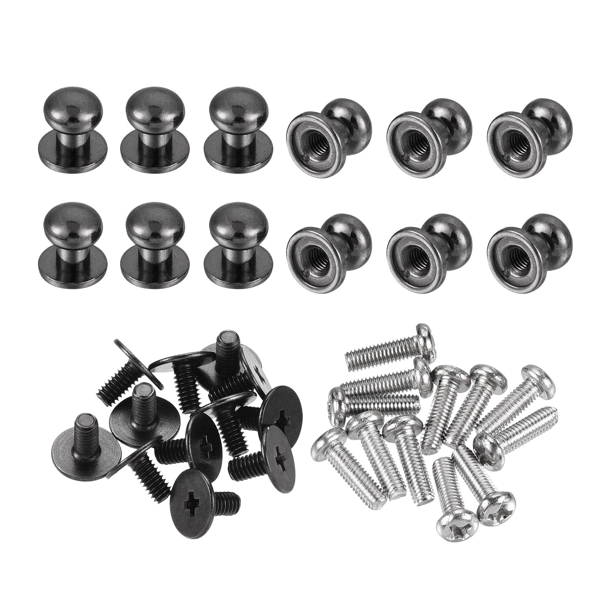 Black Zinc Alloy Round Knobs 7mm Head - 12pcs for Drawers & Cabinets