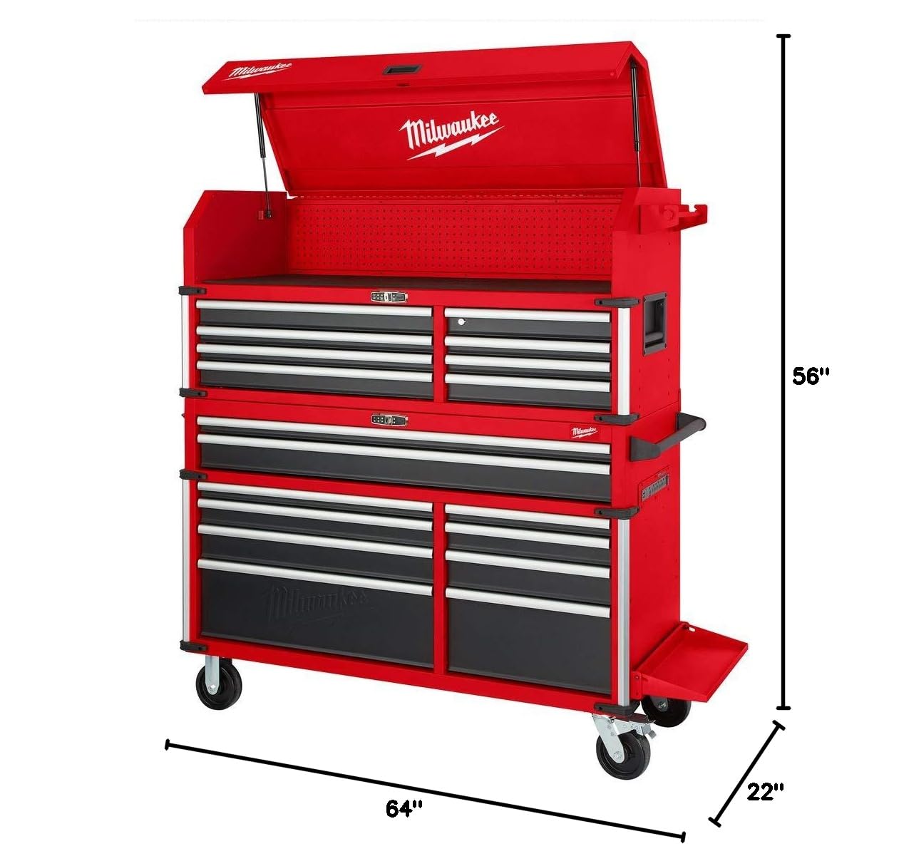 Milwaukee 56-Inch 18-Drawer Heavy Duty Tool Chest and Cabinet Combo with Electronic Keypad Lock - Professional Garage Workshop Storage Solution for Mechanics and DIY Enthusiasts