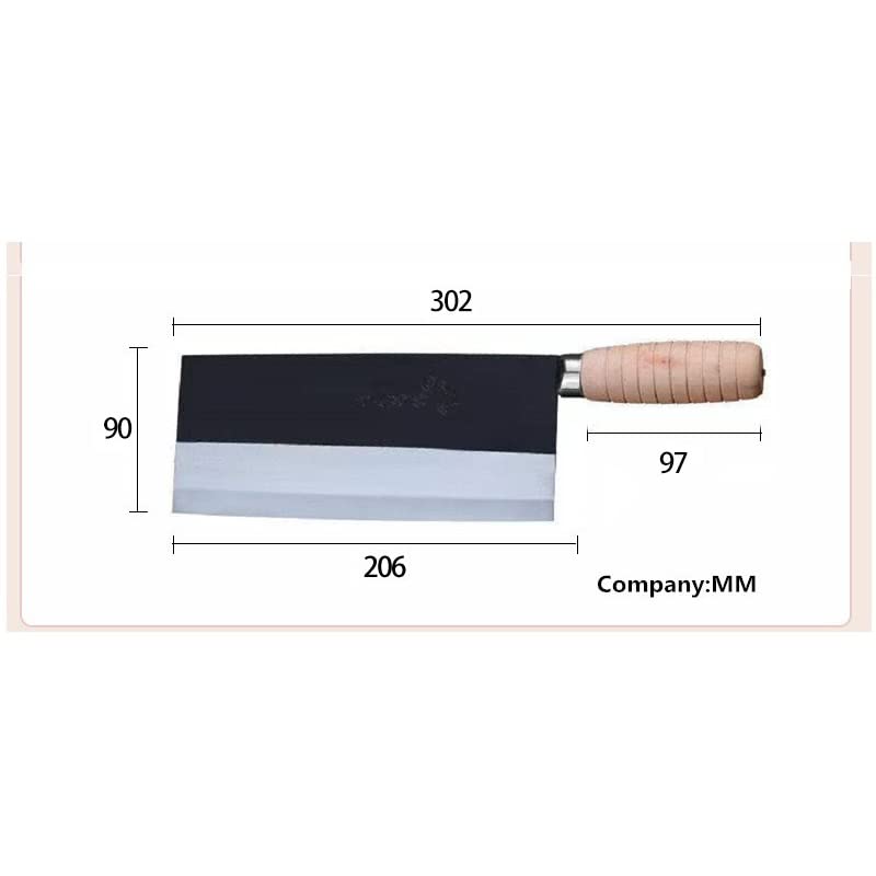 Professional Handmade Carbon Steel Chinese Cleaver Knife with Wooden Handle - Meat Cleaver, Chef Knife for Kitchen, Perfect for Chopping, Slicing, and Dicing