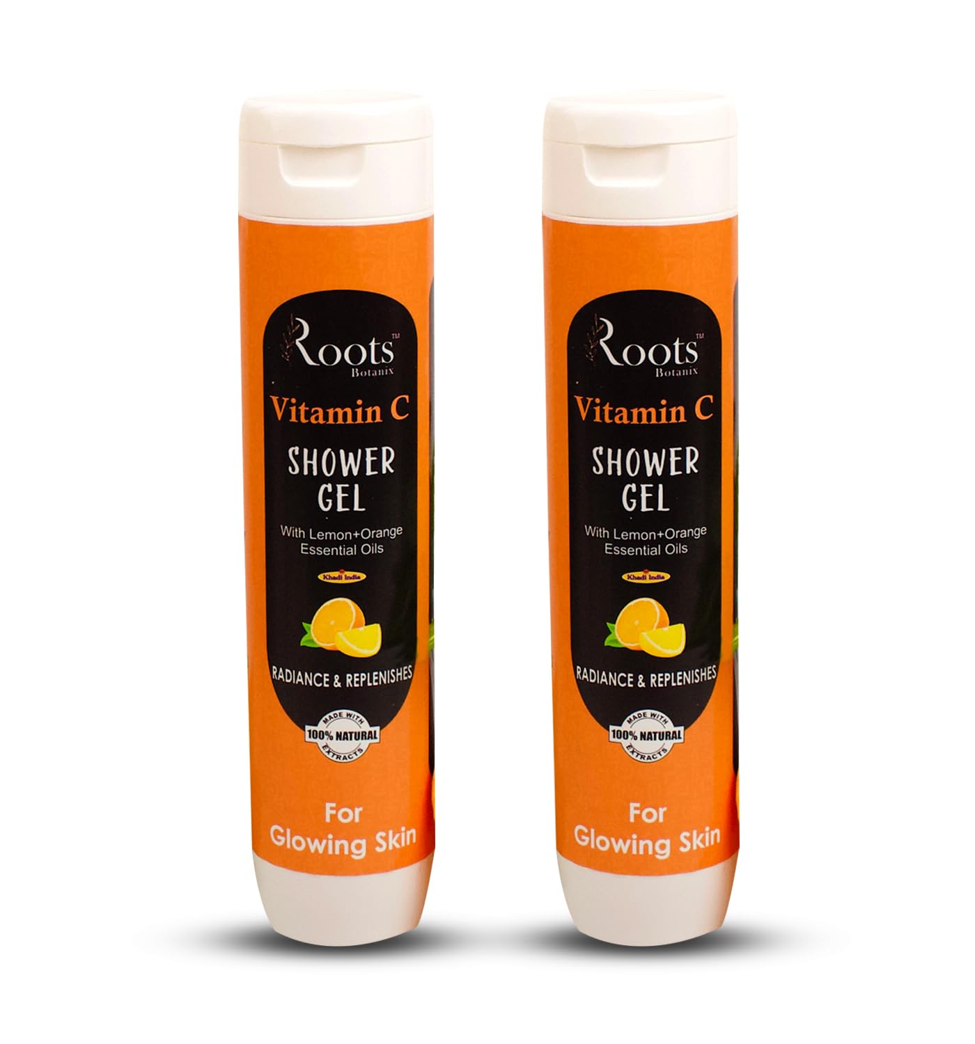 Roots Botanix Vitamin C Body Wash with Orange & Lemon Essential Oils - Hydrating & Brightening Shower Gel for Glowing Skin (400ml) | Perfect for Morning Refreshment & Post-Workout Cleansing