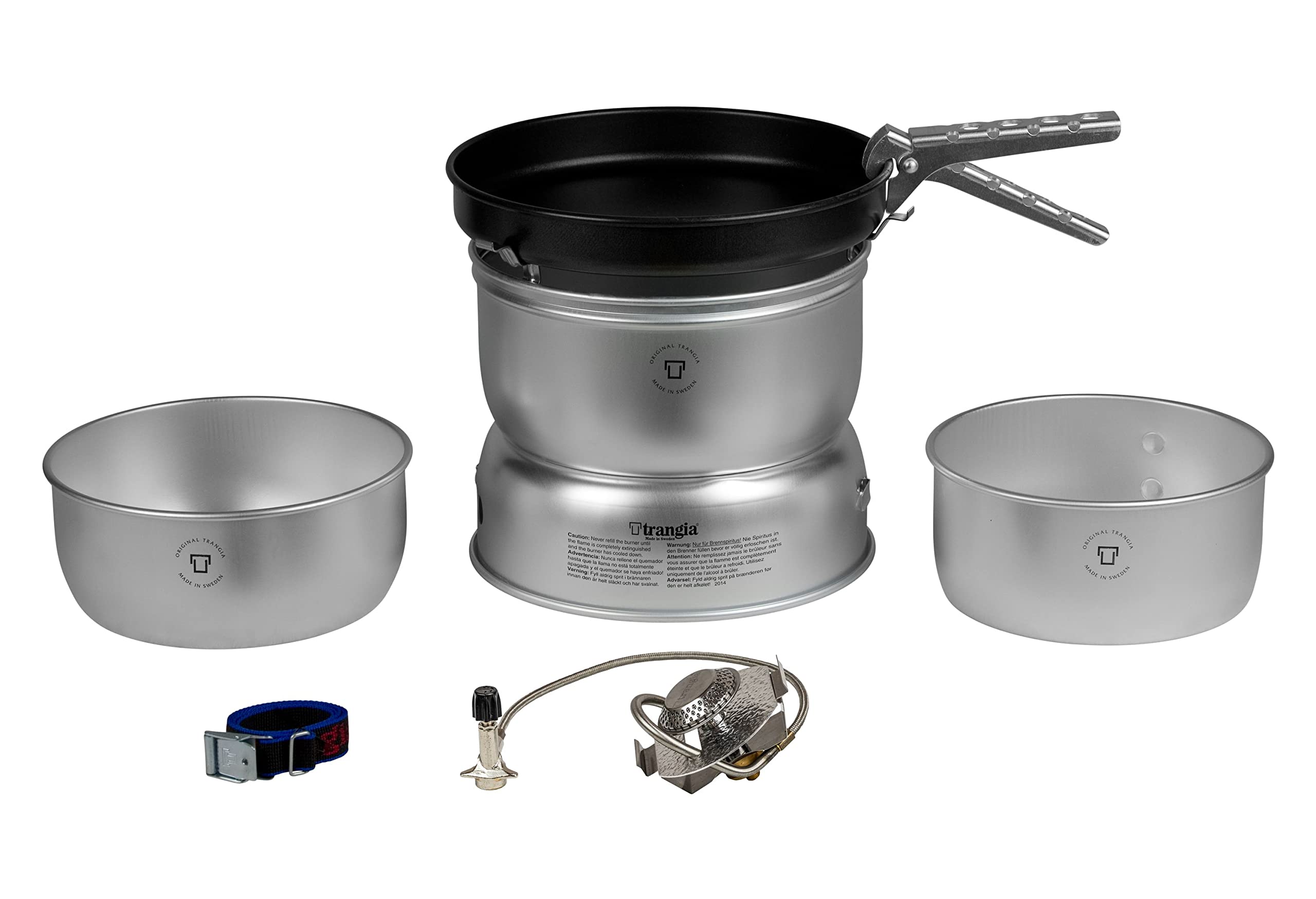 Trangia 25-3 Ultralight Camping Cookset - Compact Gas Stove, 2 Pots, 1 Frypan, Windshield & Gripper for Backpacking, Hiking & Outdoor Adventures