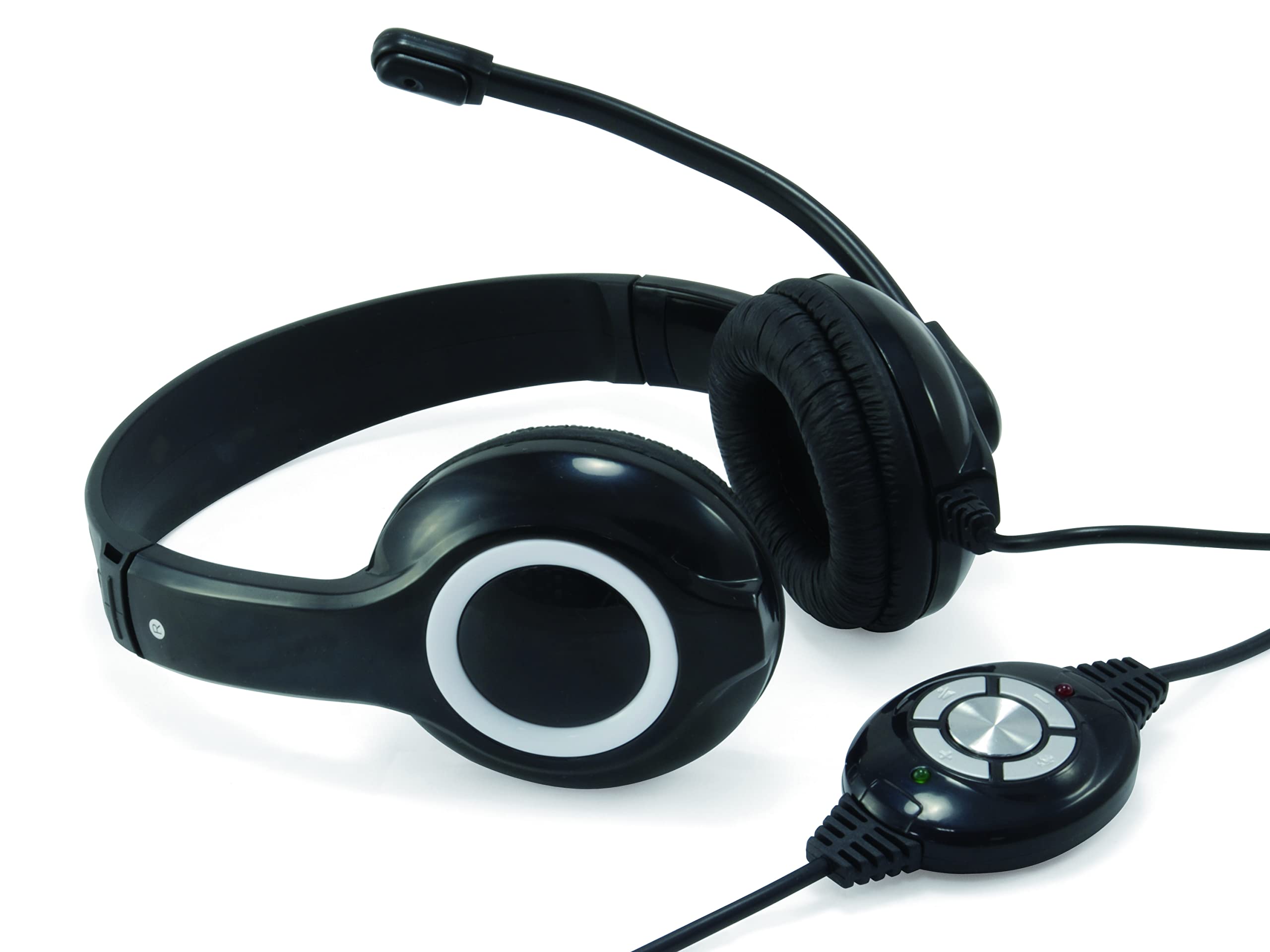 Conceptronic POLONA USB Wired Headset with Noise-Canceling Microphone for PC, Laptop, Call Center - Comfortable Over-Ear Headphones with Clear Sound (Black) - Perfect for Online Meetings, Gaming & Remote Work