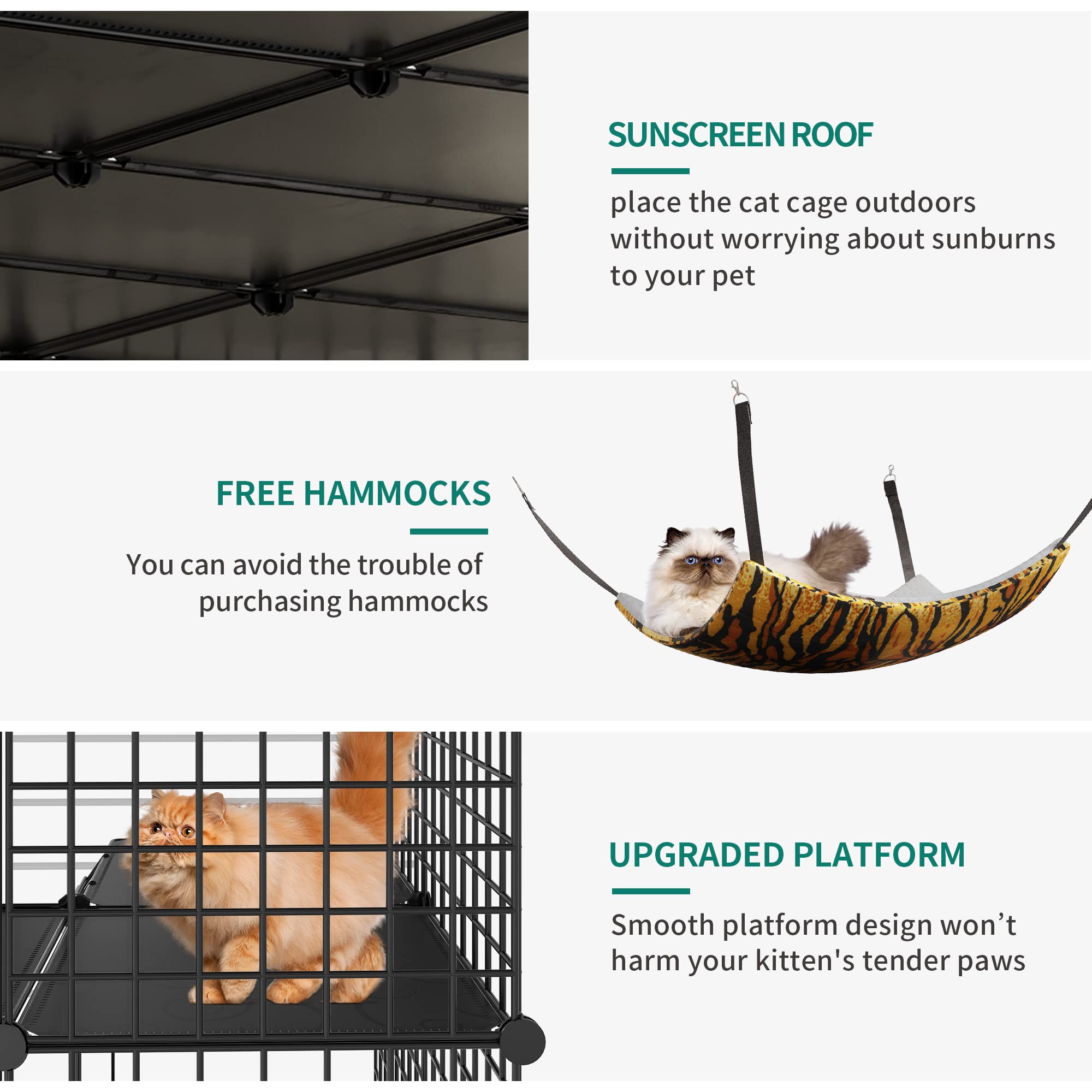 YITAHOME Large Cat Cage for Indoor & Outdoor Use - DIY Pet Kennel Playpen with Hammock - Spacious Cat Enclosure for 1-6 Cats - Perfect for Backyard, Patio, or Home Use