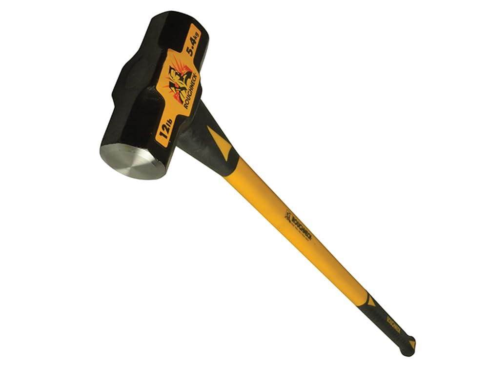 Roughneck ROU65634 12 lbs/5.5 kg Black Fiberglass Sledge Hammer - Heavy Duty Durable Construction for Demolition, Construction & Woodworking Projects